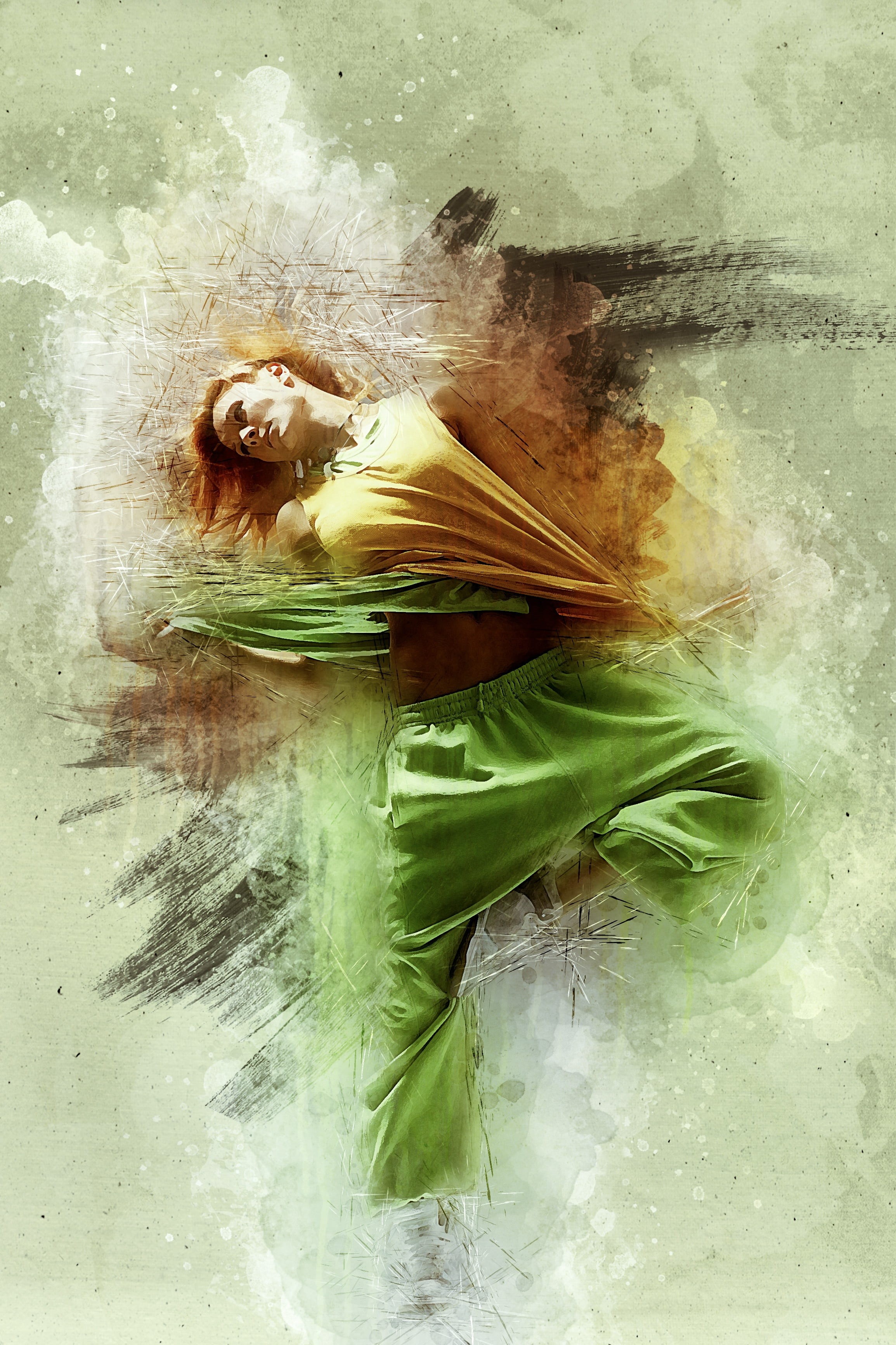 hip-hop, attractive, painting, woman, hair, water, person, human, beautiful woman, lifestyle, adult, action, freshness, digital manipulation, floating on water, Phone HD Wallpaper
