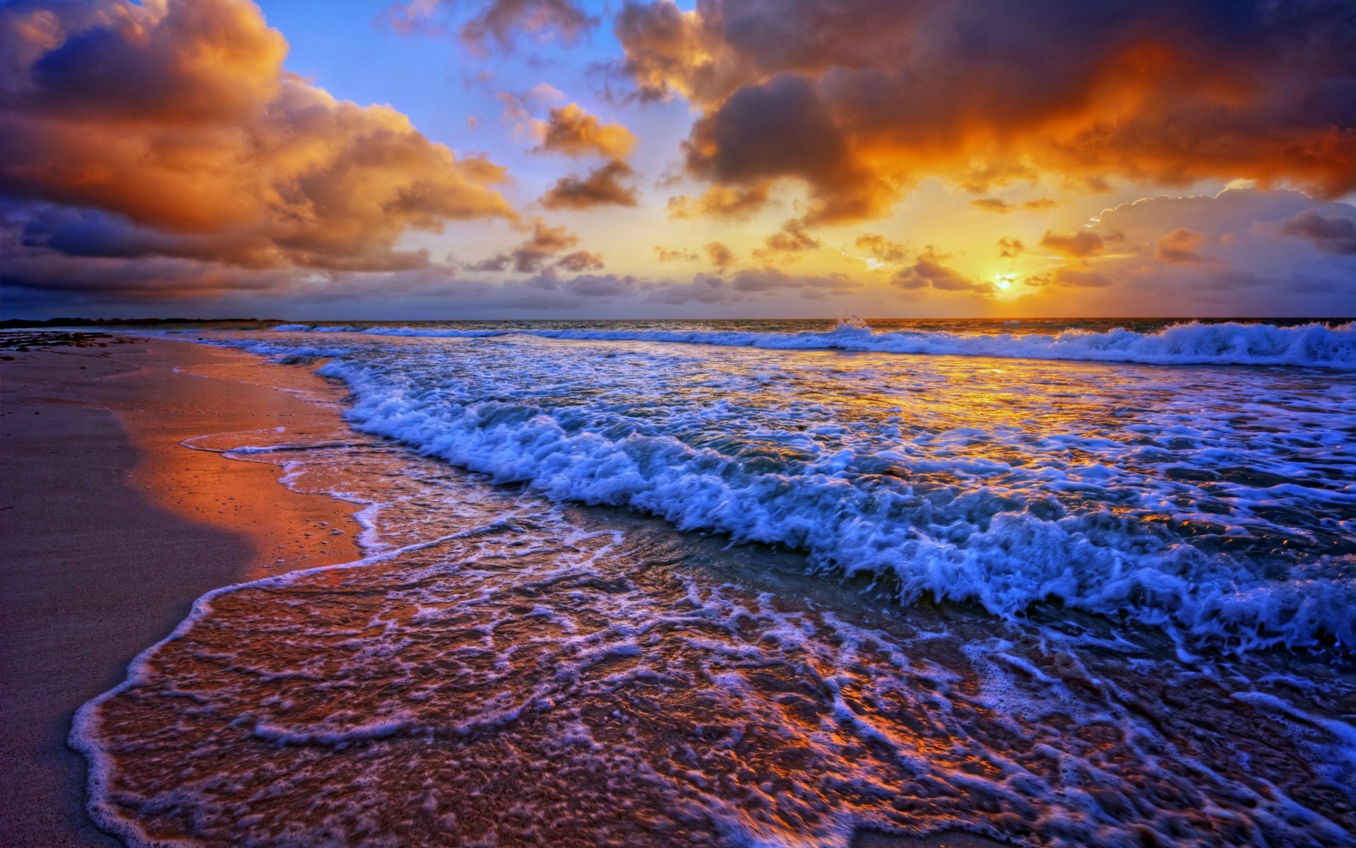 water, horizon over water, wave, beach, outdoors, land, cloud - sky, tranquil scene, 1080P, sport, tranquility, power in nature, aquatic sport, motion, HD Wallpaper
