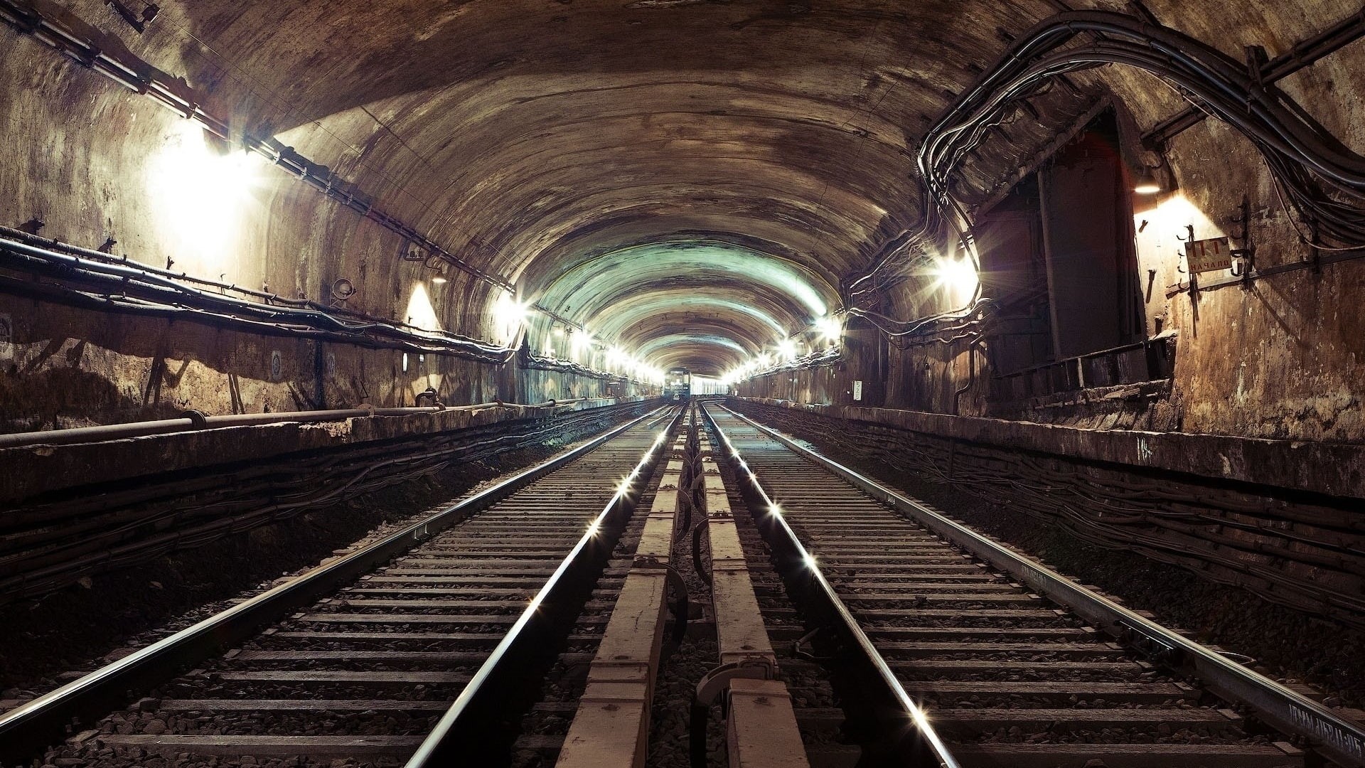 train, Moscow, 1080P, lights, railway, tunnel, subway, HD Wallpaper