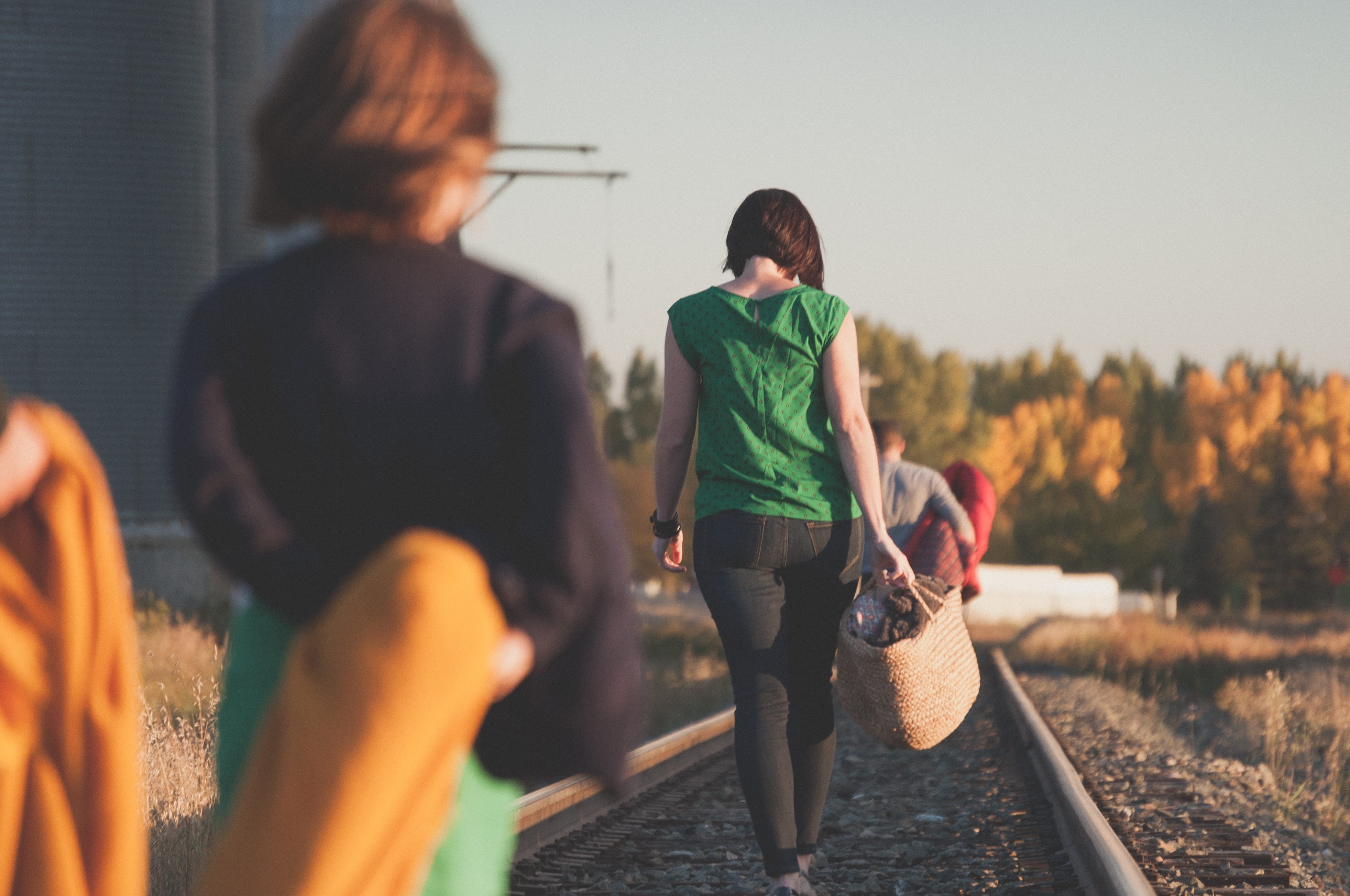 people, real people, group, 4K, males, railway, men, pre-adolescent child, tracks, girl, train, rear view, woman, man, togetherness, walking, family with one child, HD Wallpaper