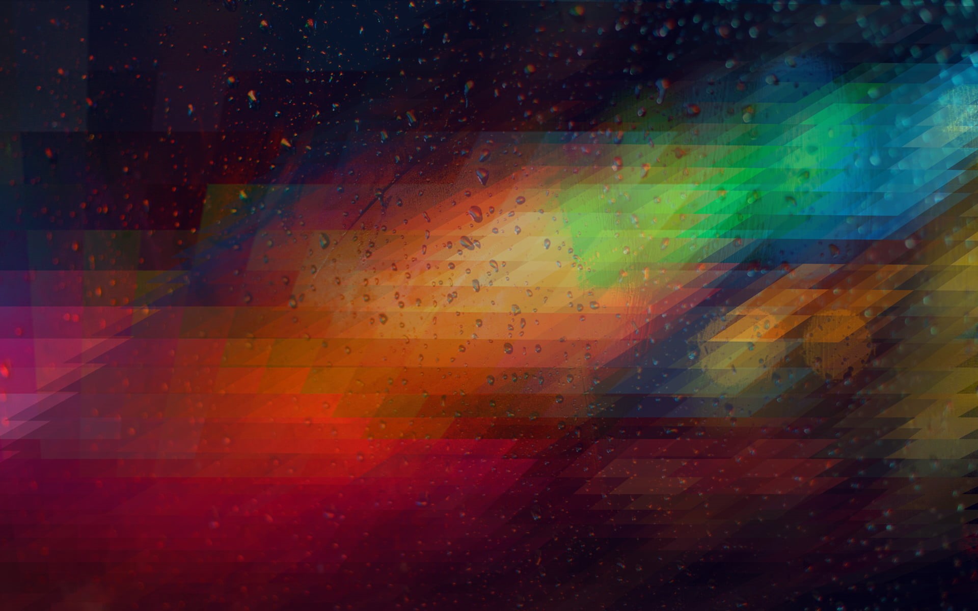  wet, no people, pattern, creativity, raindrop, full frame, rain, digital, abstract, multi colored, diamonds, red, digital art, illuminated, backgrounds, HD Wallpaper