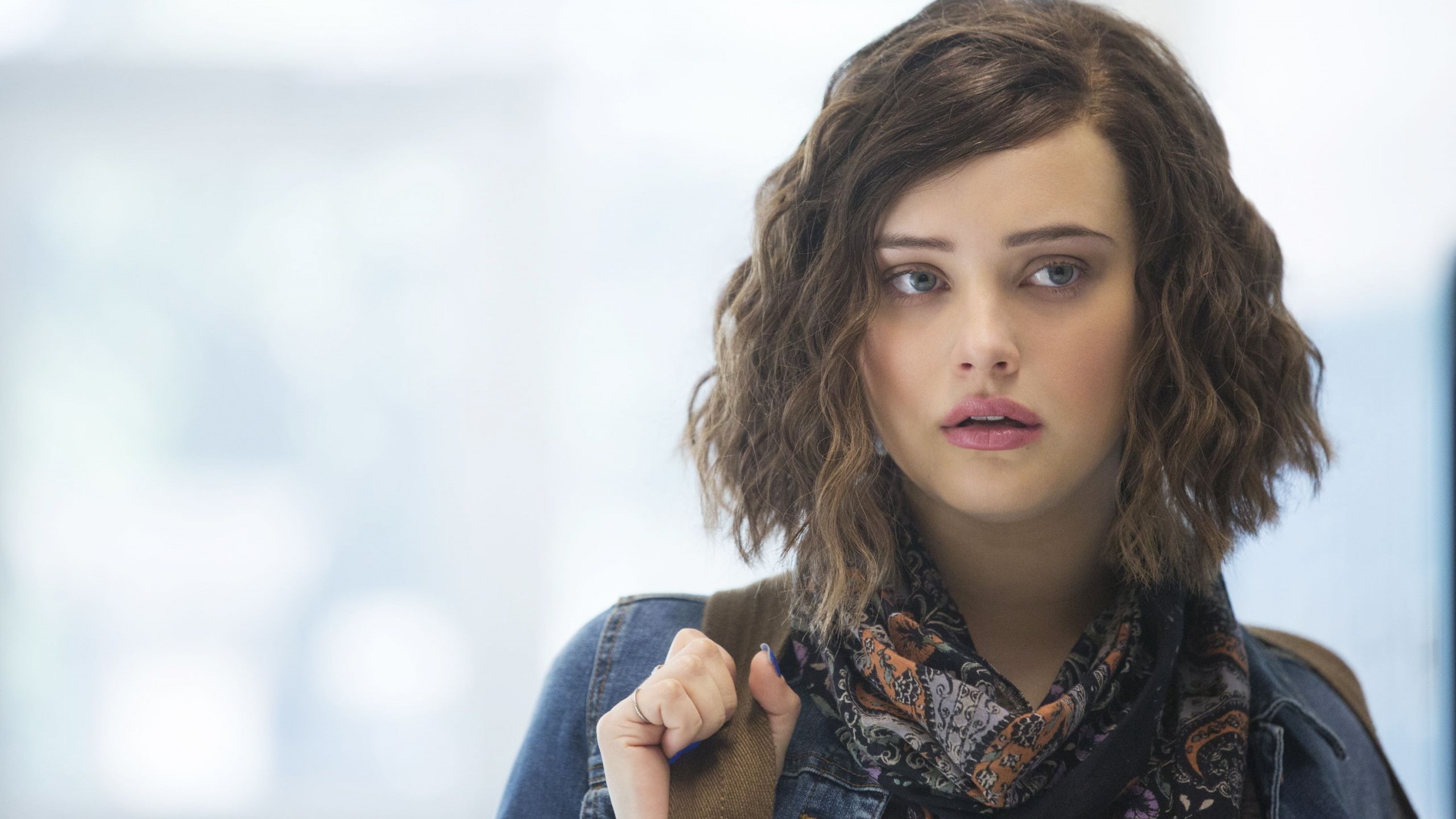 denim, 13 Reasons Why, blue, 2K, Katherine Langford, jacket, women, best tv series, s, HD Wallpaper