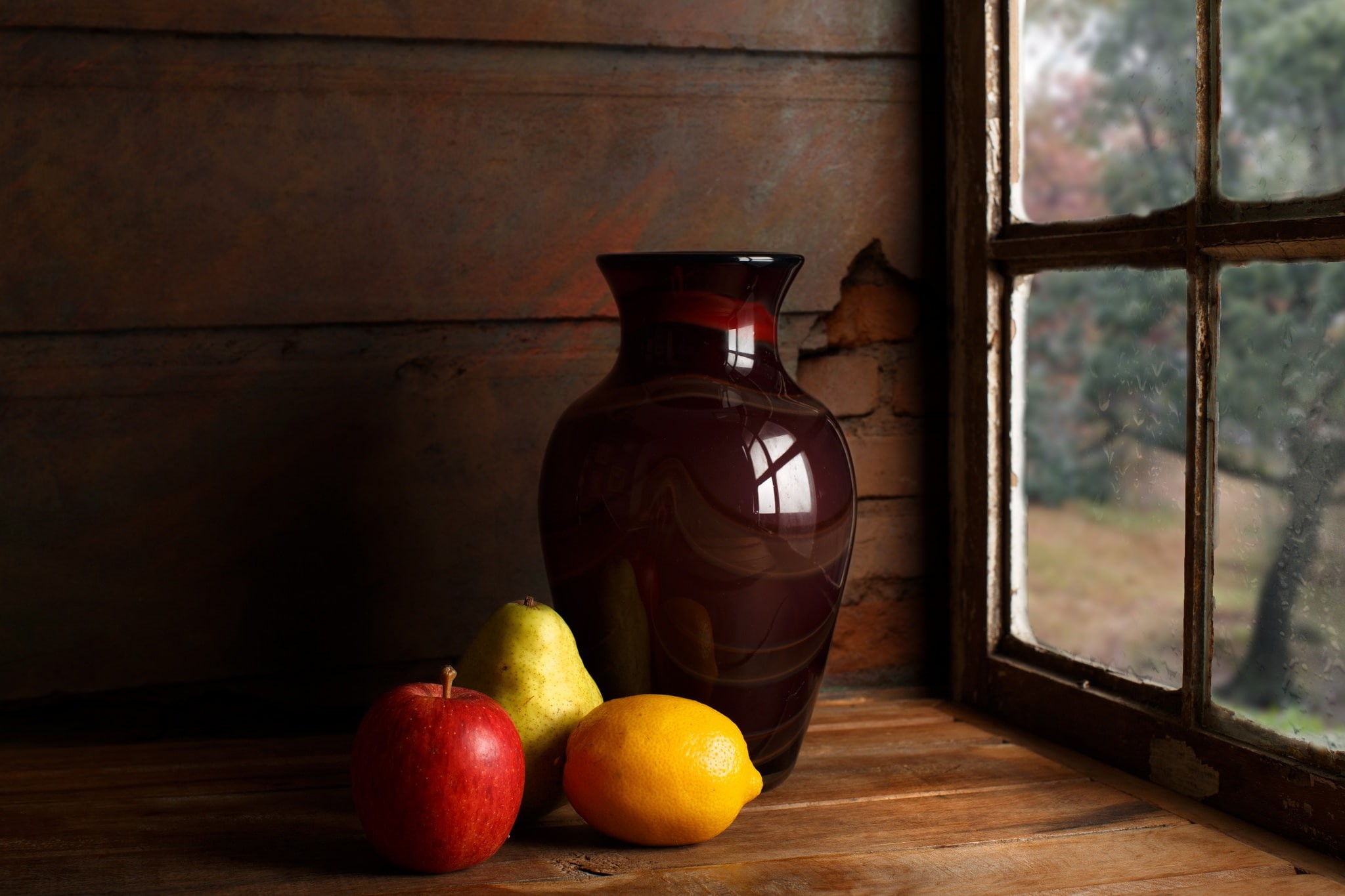 fruit, vases, still life, 1080P, window, HD Wallpaper