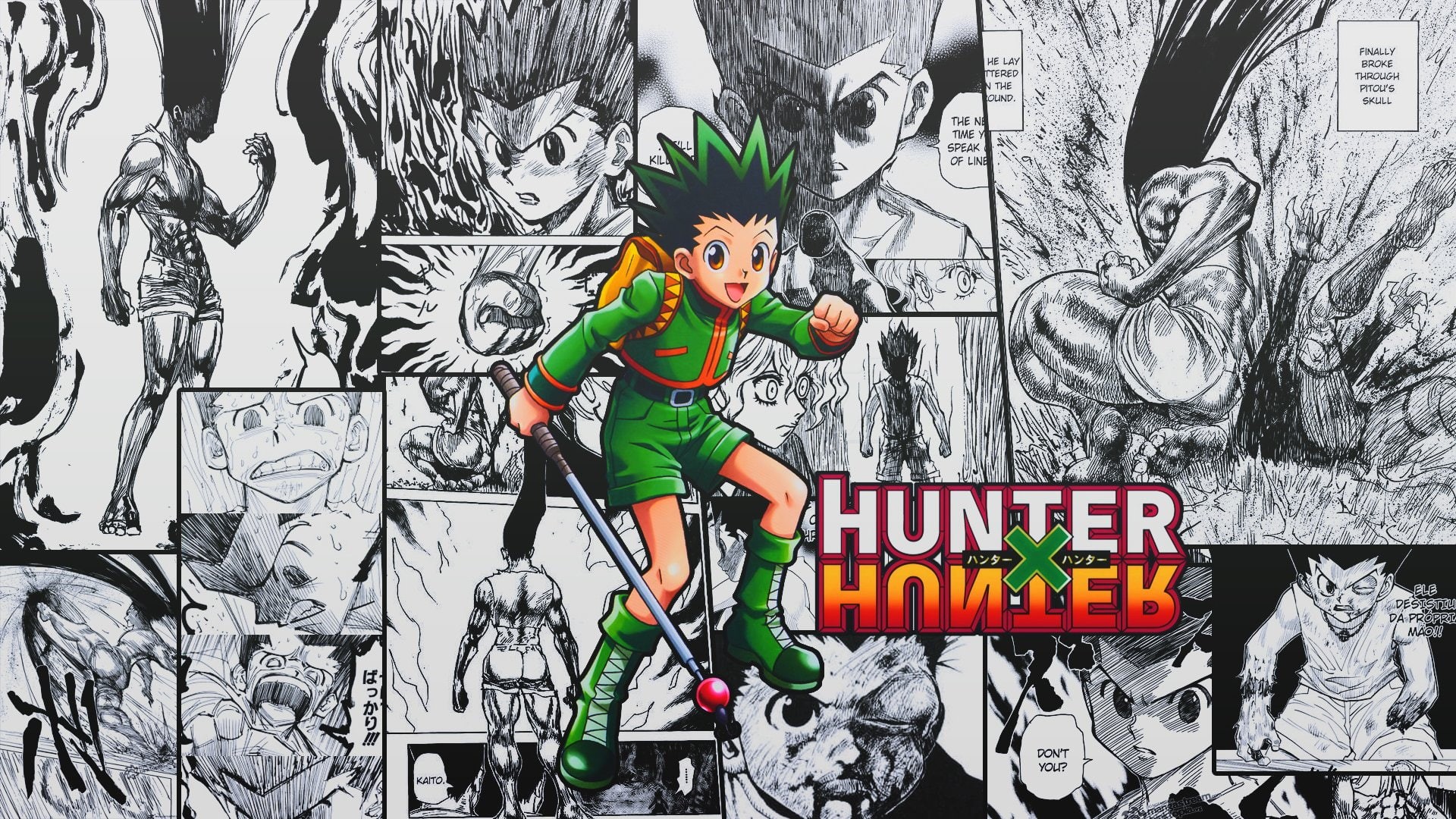 graffiti, Gon Freecss, representation, day, creativity, western script, real people, 1080P, non-western script, Anime, communication, full length, text, HD Wallpaper
