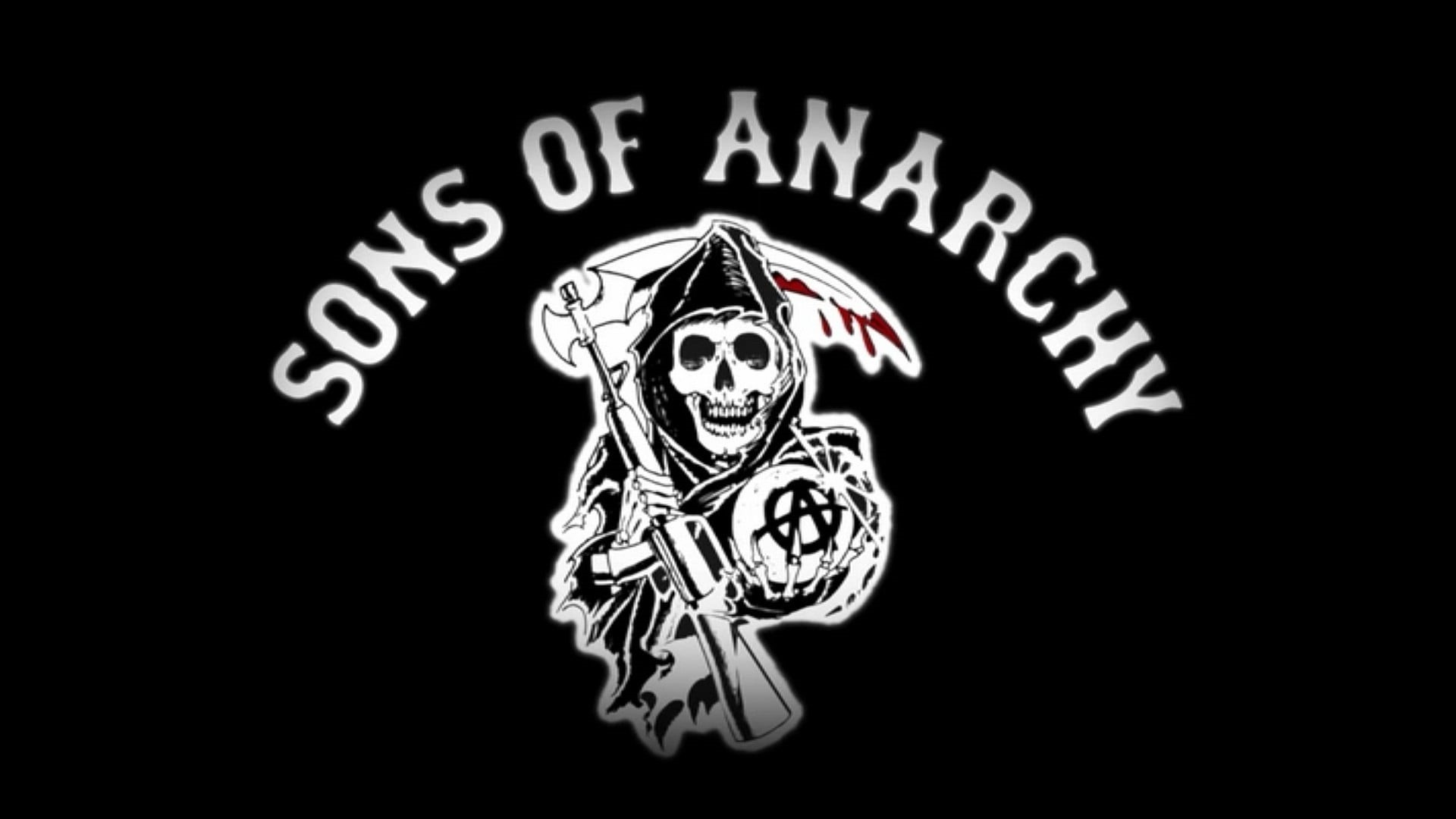 Sons Of Anarchy, dark, sons, close-up, black background, indoors, western script, copy space, text, 1080P, no people, bone, representation, anarchy, creativity, HD Wallpaper