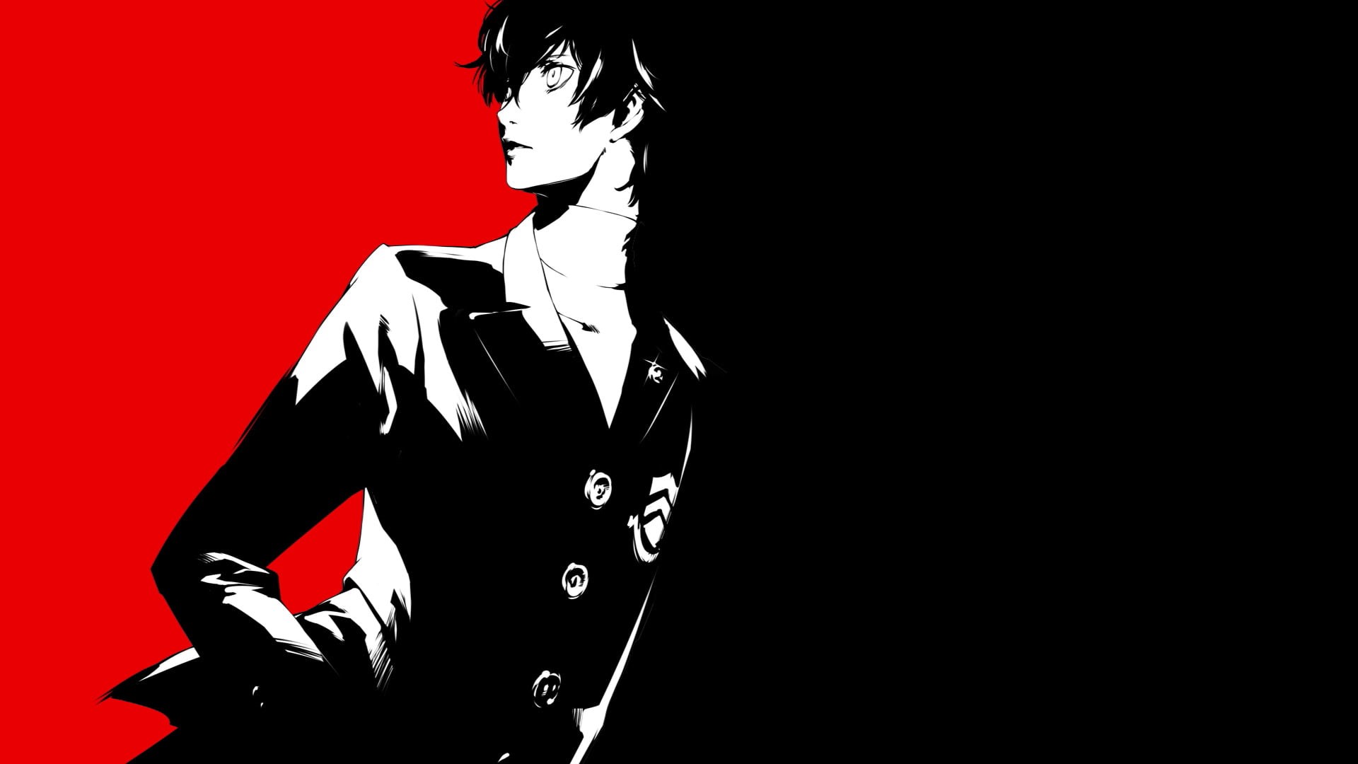 anime, red, Persona 5, casual clothing, indoors, women, young adult, studio shot, adult, fashion, young women, clothing, male, one person, black background, HD Wallpaper