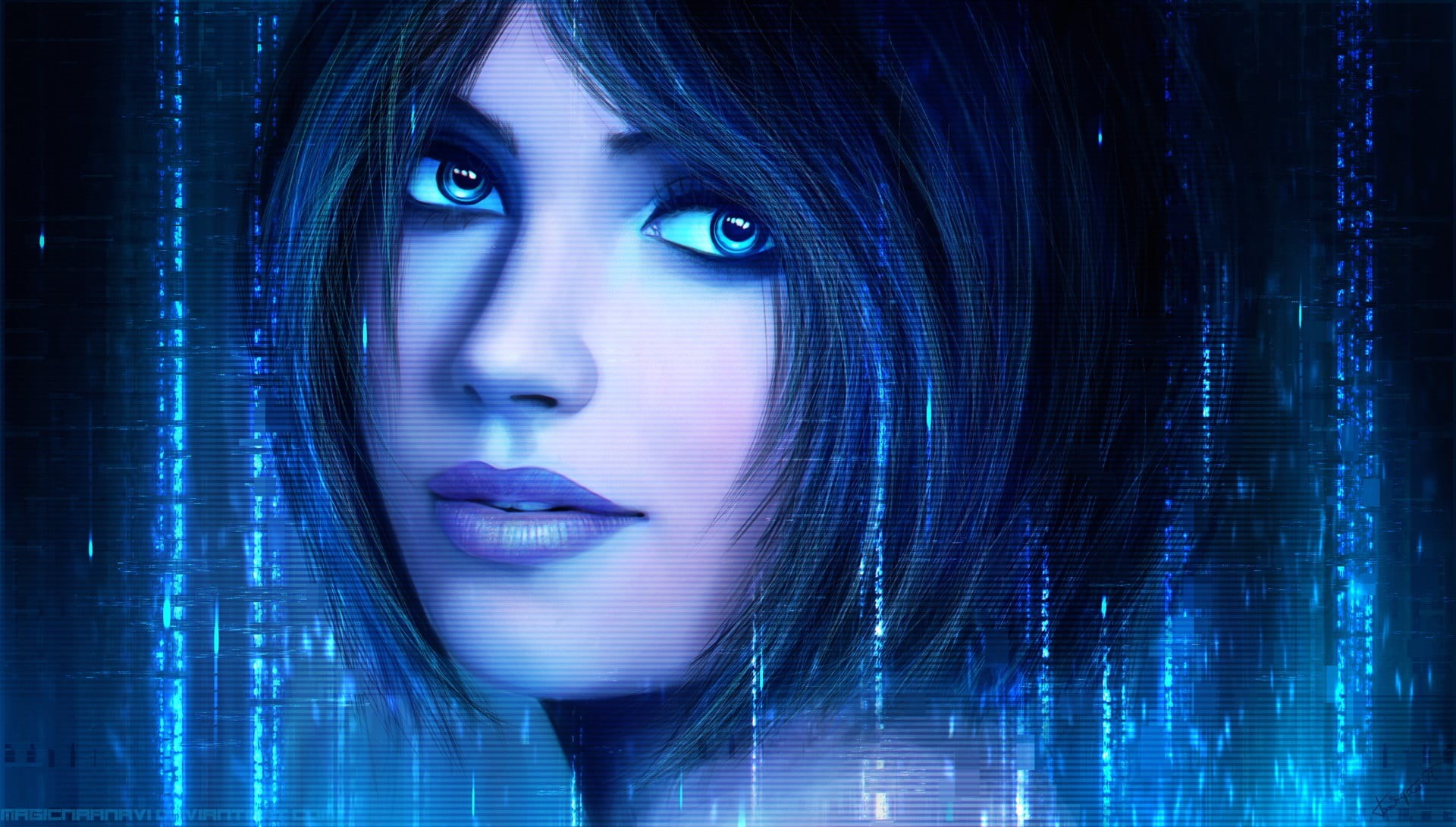 binary code, body part, computer language, anime, abstract, eye, video games, human face, cyberspace, profile view, blue, s, Halo 4, human body part, data, HD Wallpaper