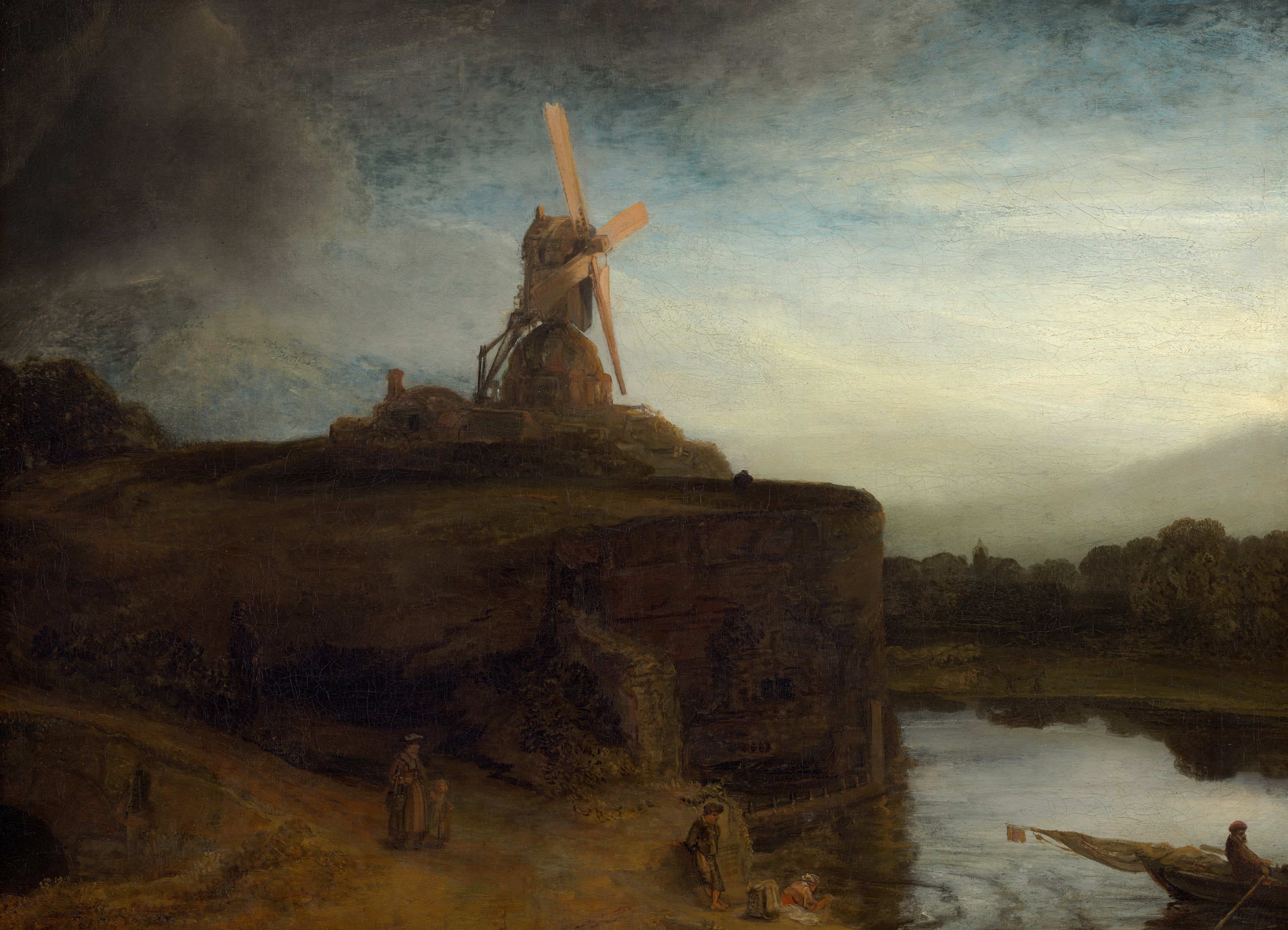 landscape, Mill, 2K, Rembrandt van Rijn, picture, HD Wallpaper
