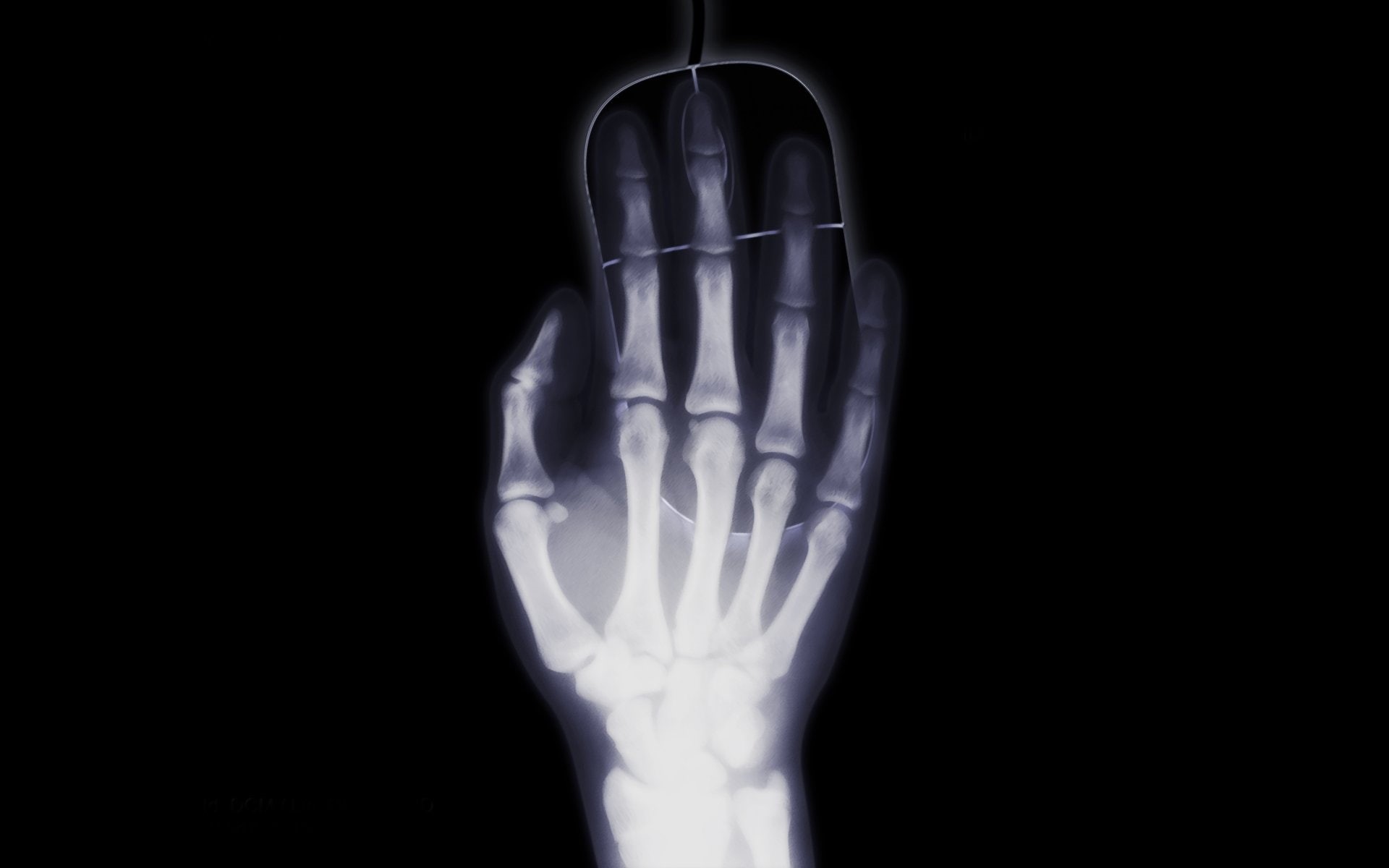 Black, Humor, illustration, Bones, Mouse, Hand, 1080P, Minimalist, human, x, X-Ray, Photography, ray, HD Wallpaper