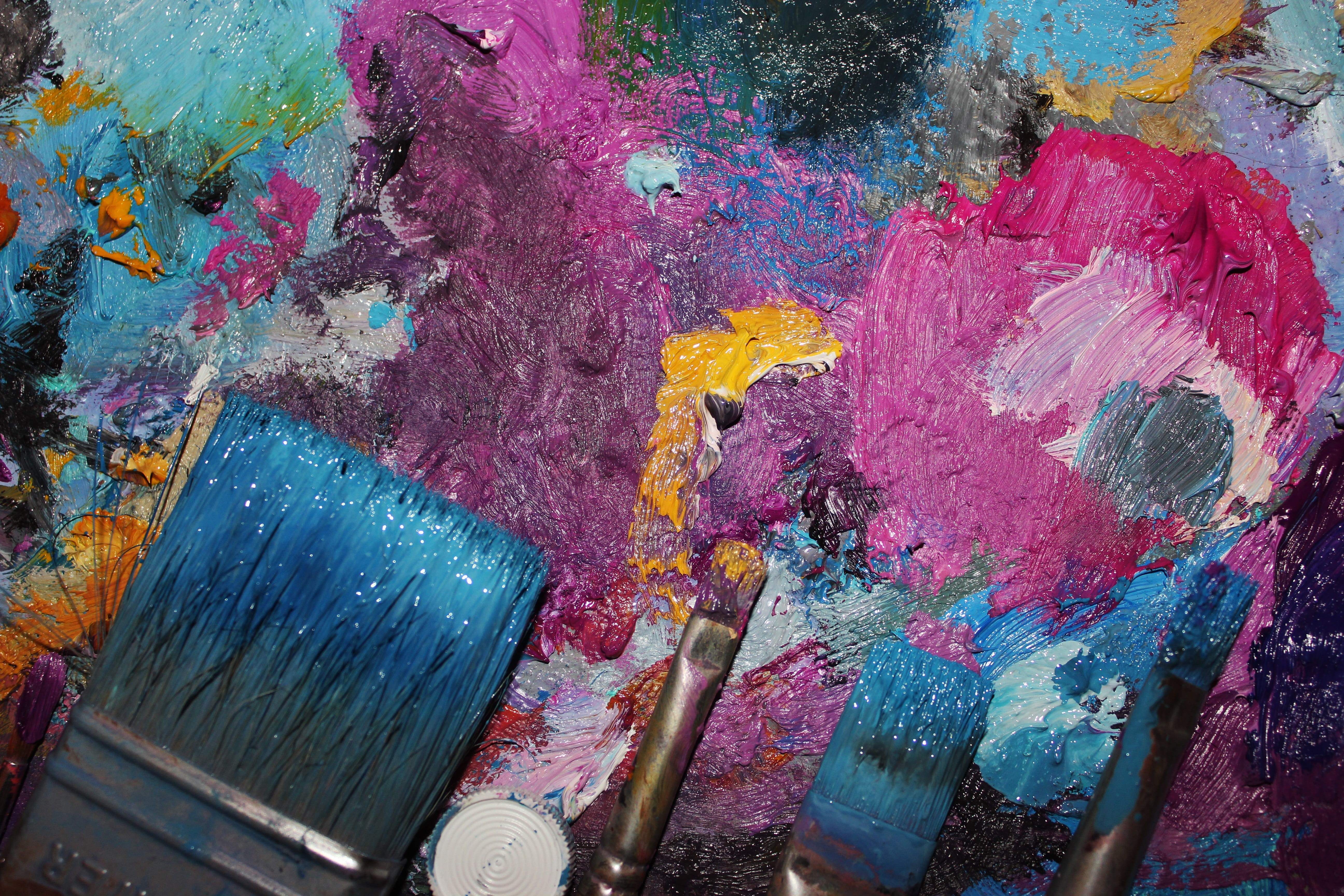 no people, textured, 5K, painting, color, dirty, colorful, temple, abstract, brush, art, inspiration, four, chaos, artist, watercolor, oil, palette, close-up, HD Wallpaper