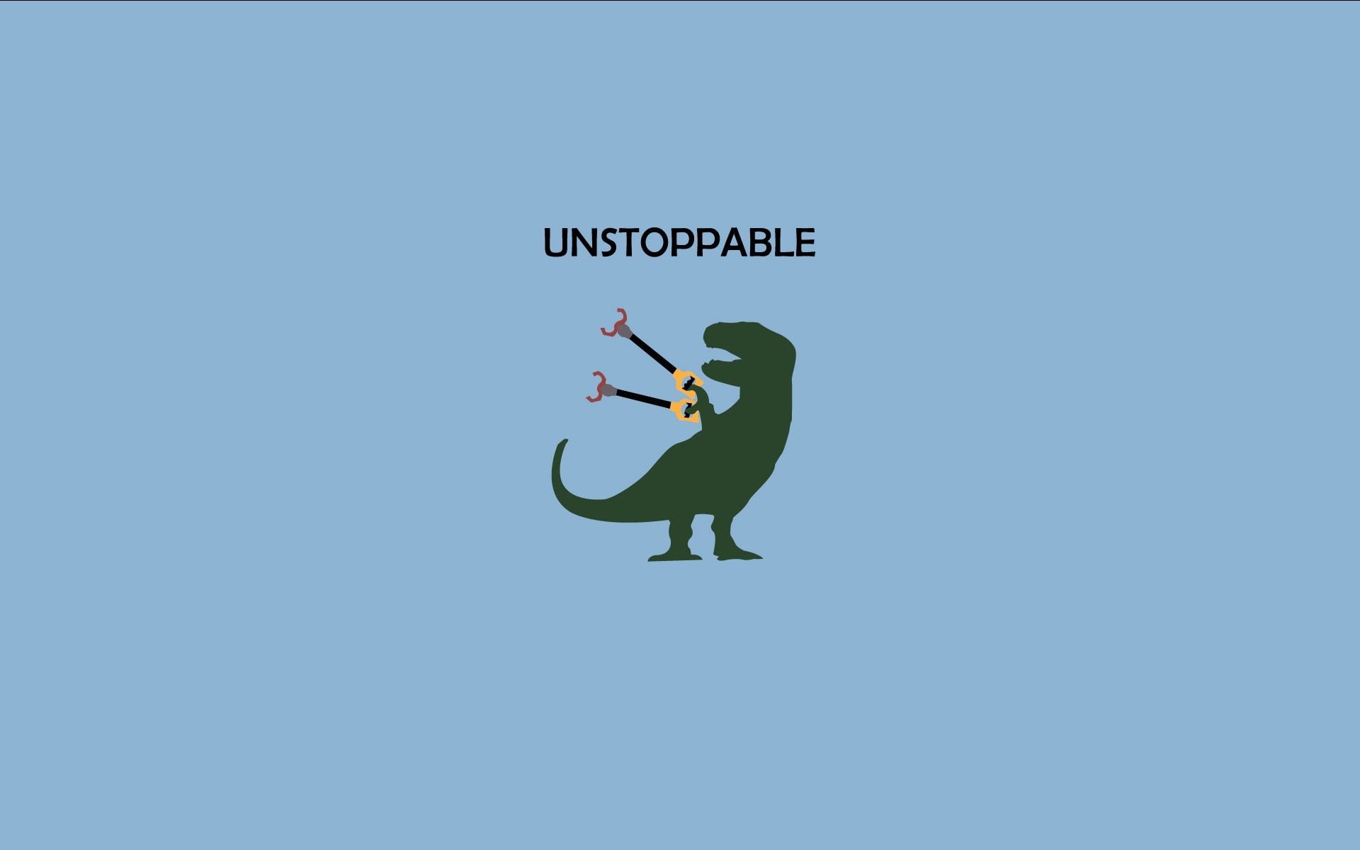 copy space, unstoppable, clear sky, illustration, Tyrannosaurus rex, smiling, minimalism, text, t, art and craft, blue, happiness, overlay, green color, HD Wallpaper
