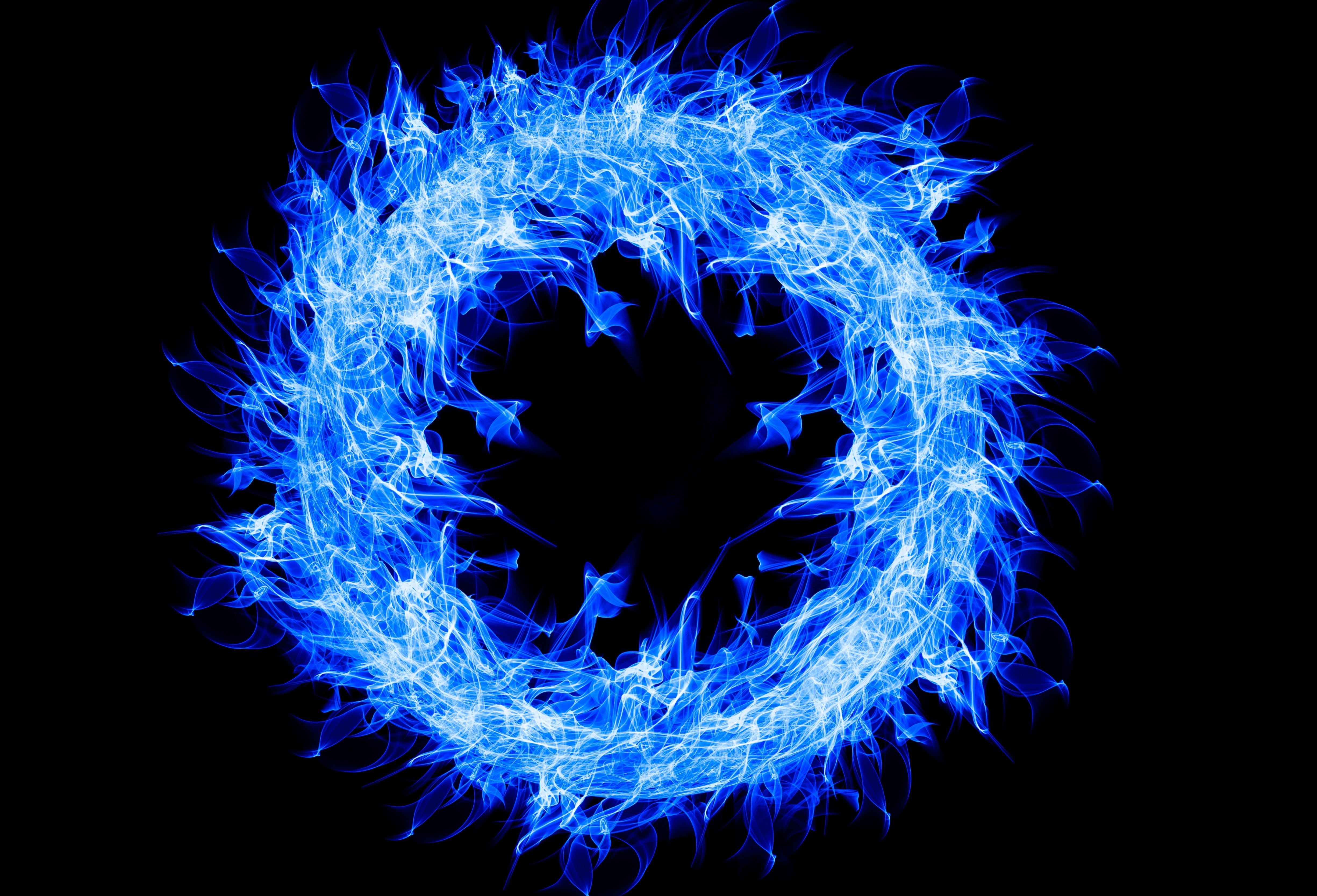 blue, anatomy, abstract, indoors, fire, medical x-ray, 4k, hd, cut out, 5k, black background, studio shot, close-up, flame, technology, ring, creative, HD Wallpaper