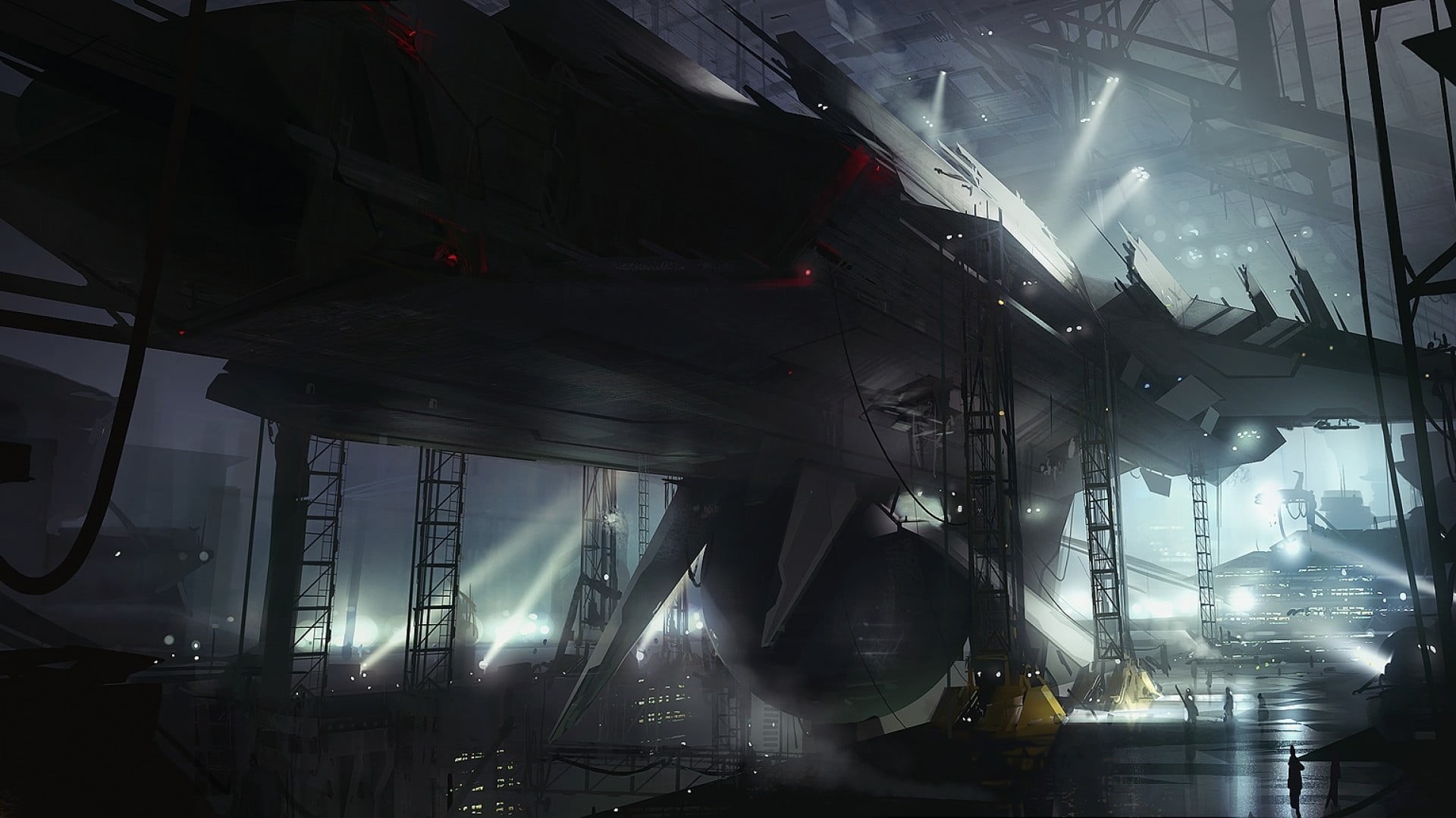 electricity, power supply, graphics, built structure, architecture, craft, poster, metal, science fiction, digital art, industry, technology, spaceship, HD Wallpaper