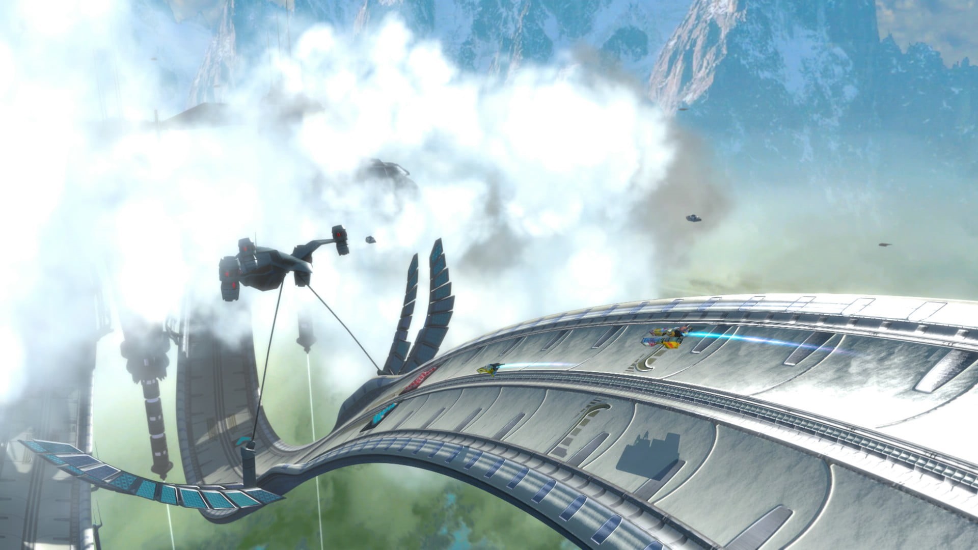racing, architecture, car, reflection, PlayStation 3, futuristic, craft, sky, city, day, land vehicle, outdoors, cloud - sky, space, transparent, no people, HD Wallpaper