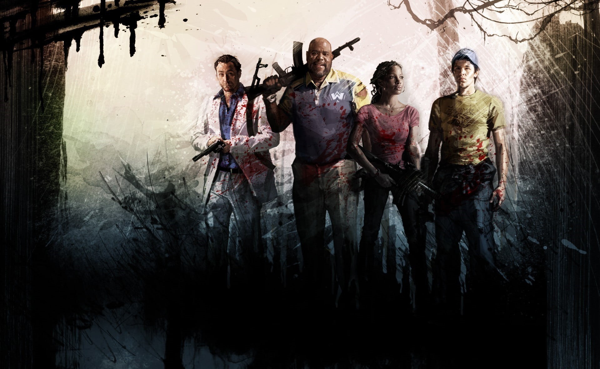 men, young adult, young women, standing, real people, Steam (software), application, video games, Left 4 Dead 2, people, positive emotion, indoors, digital composite, HD Wallpaper