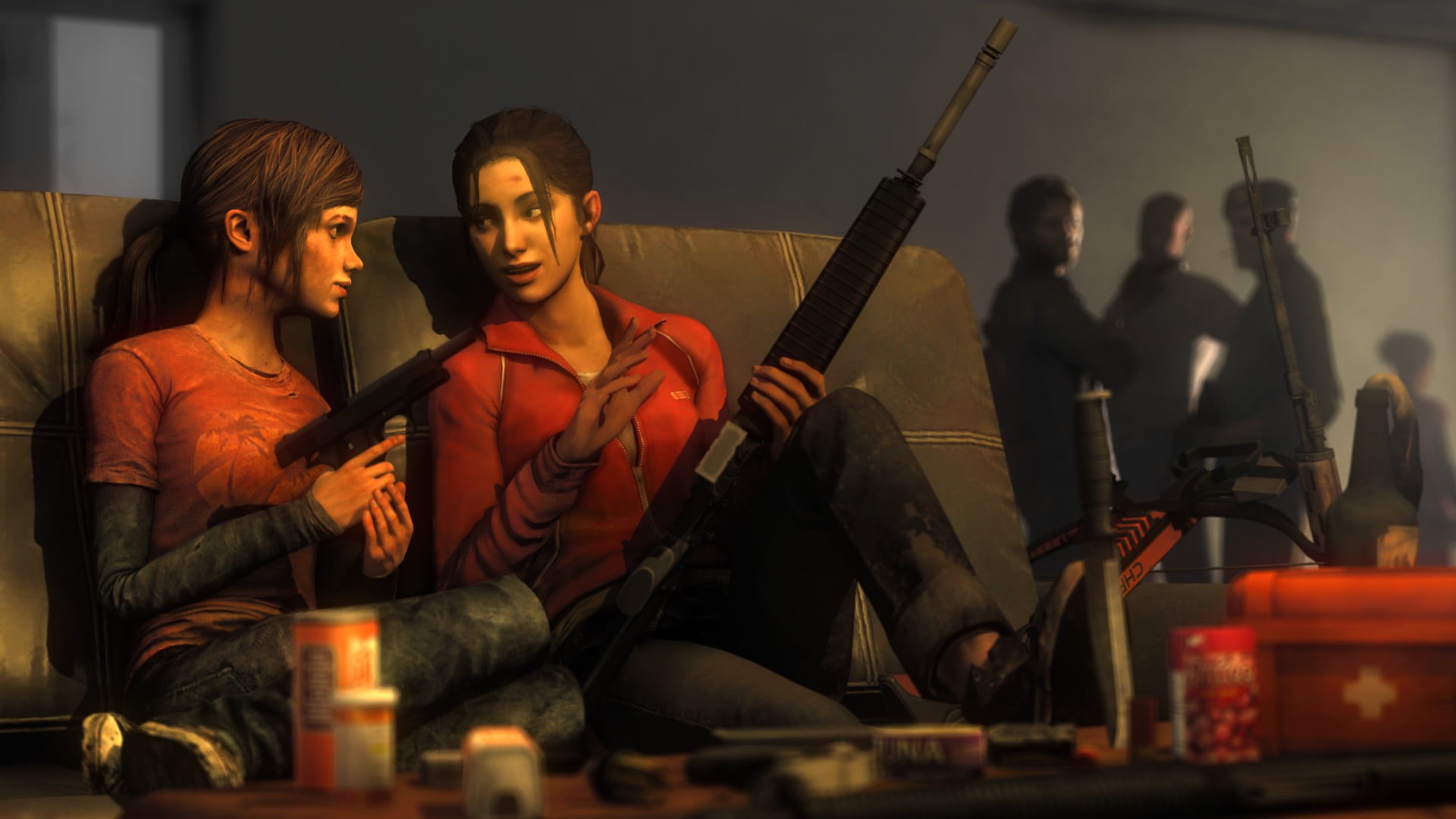 togetherness, guitar, men, adult, Zoey, indoors, weapons, young Adult, game, musical instrument, group Of People, sitting, young women, Ellie, gun, young men, HD Wallpaper