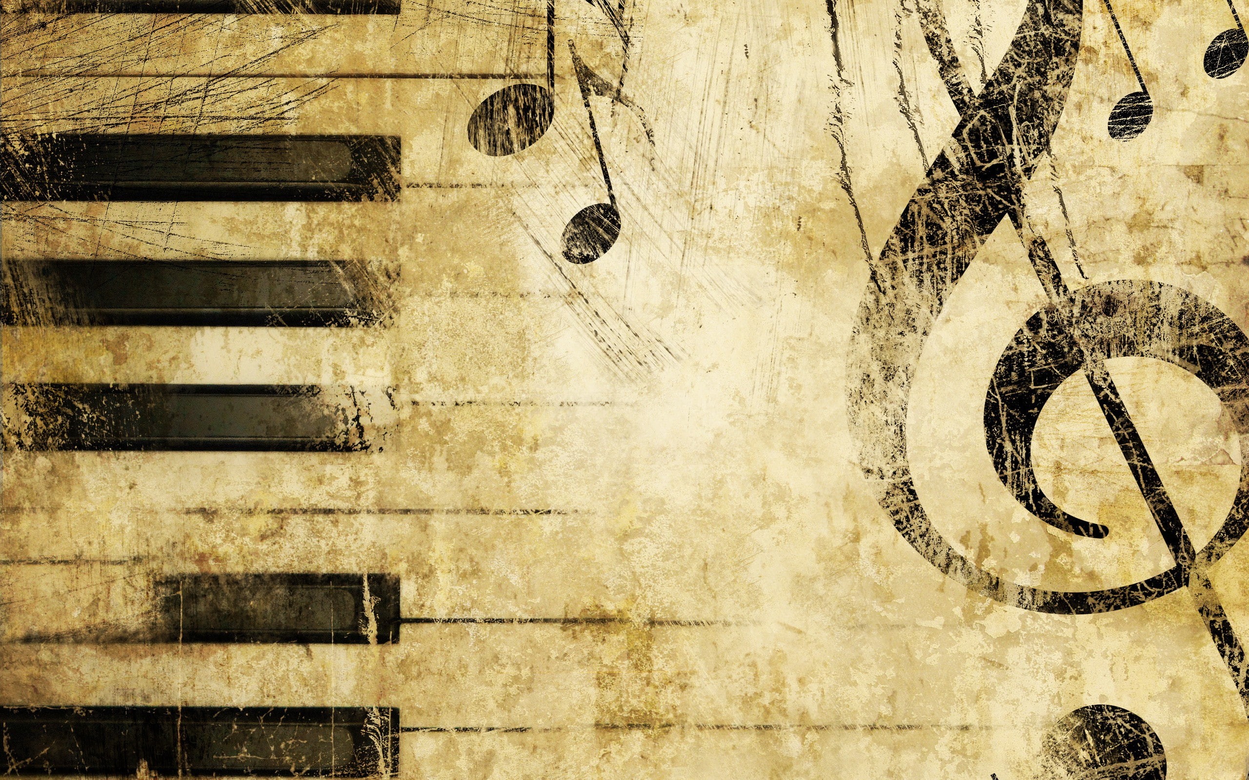 2K, artwork, piano, music, musical notes, HD Wallpaper