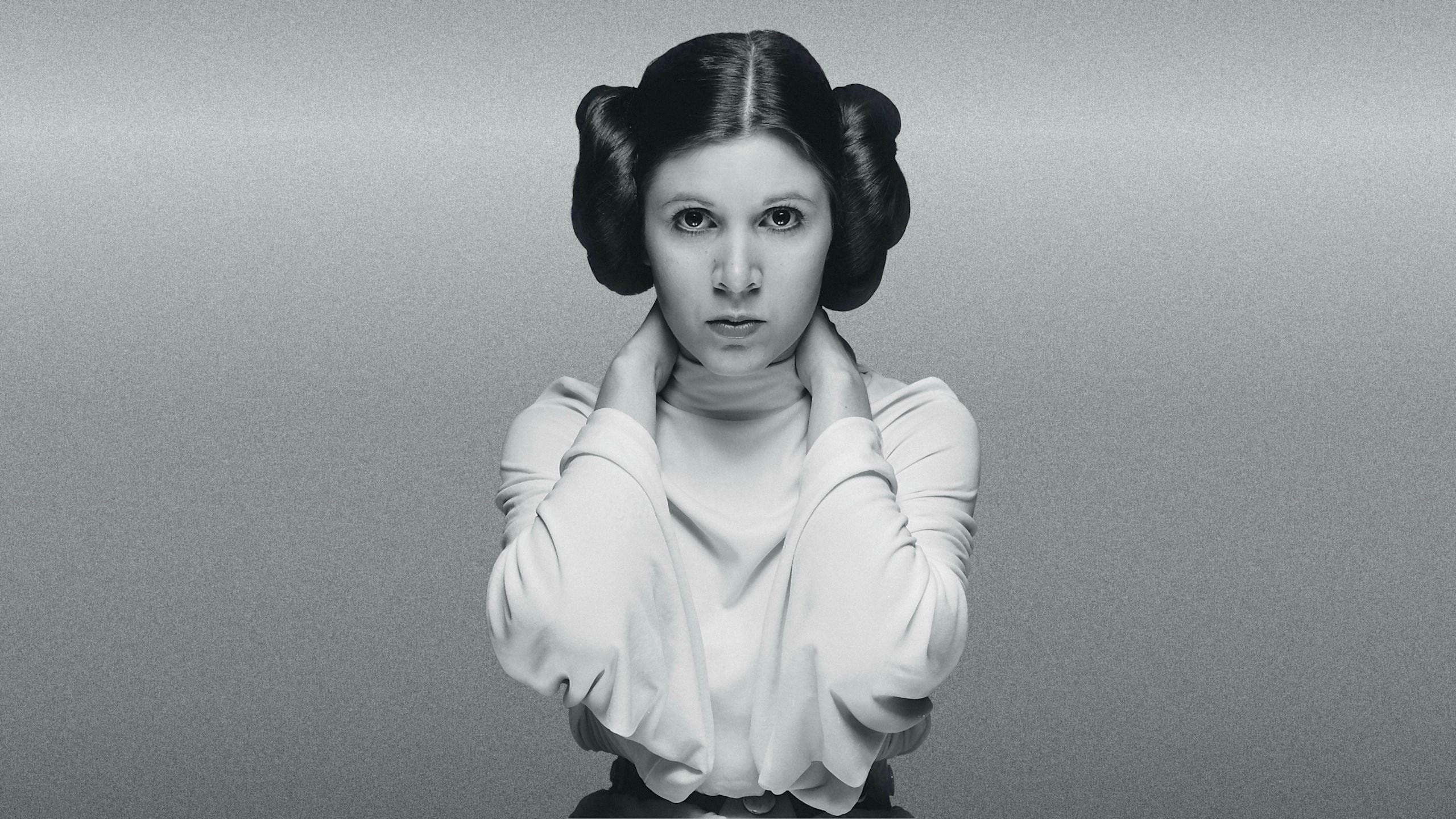 wall - building feature, studio shot, beautiful woman, one person, making a face, monochrome, Carrie Fisher, indoors, women, deceased, adult, human face, HD Wallpaper