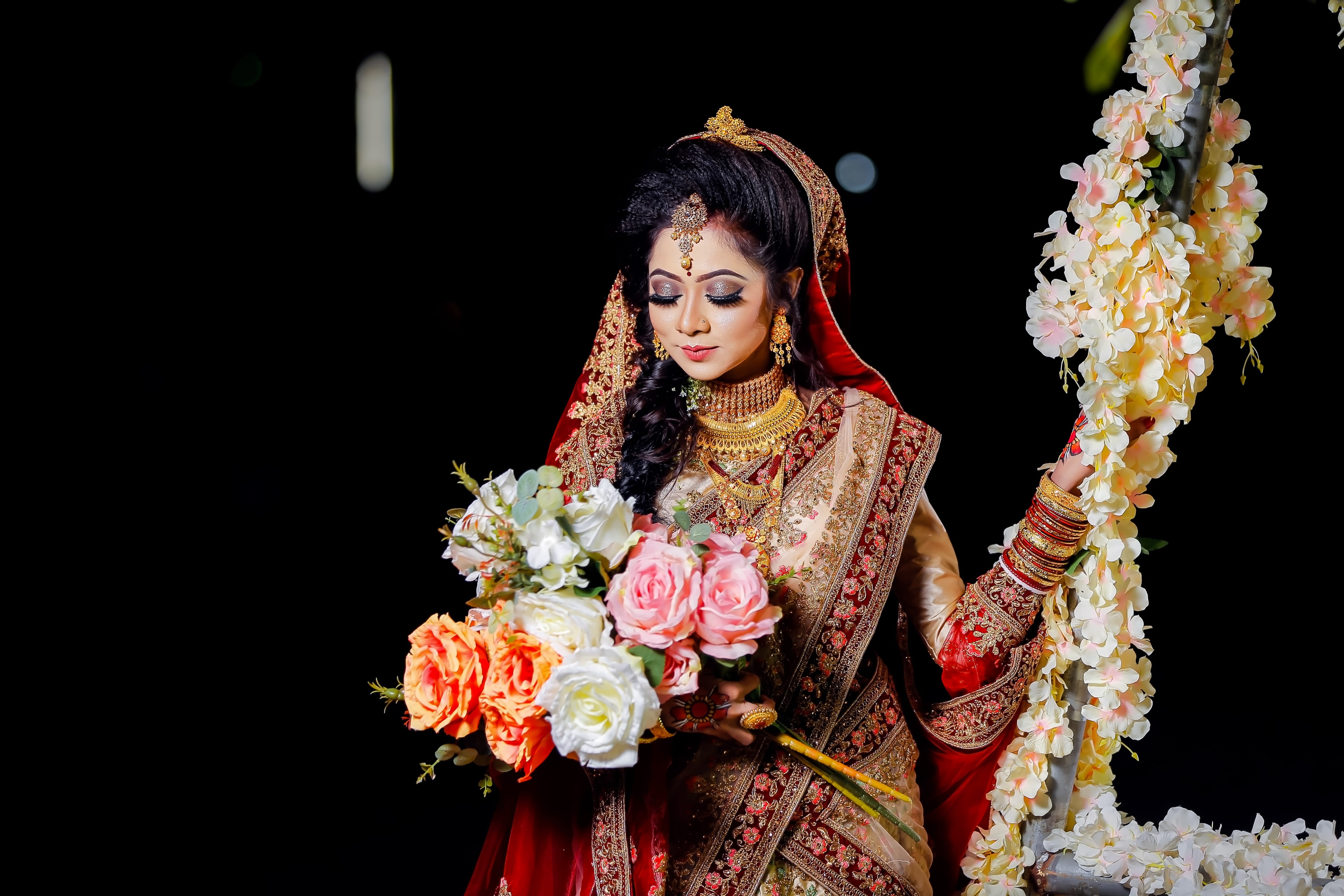 bangladesh, waist up, elegant, woman, beautiful woman, costume, young women, wedding dress, flowering plant, lifestyles, flower arrangement, beautiful, HD Wallpaper