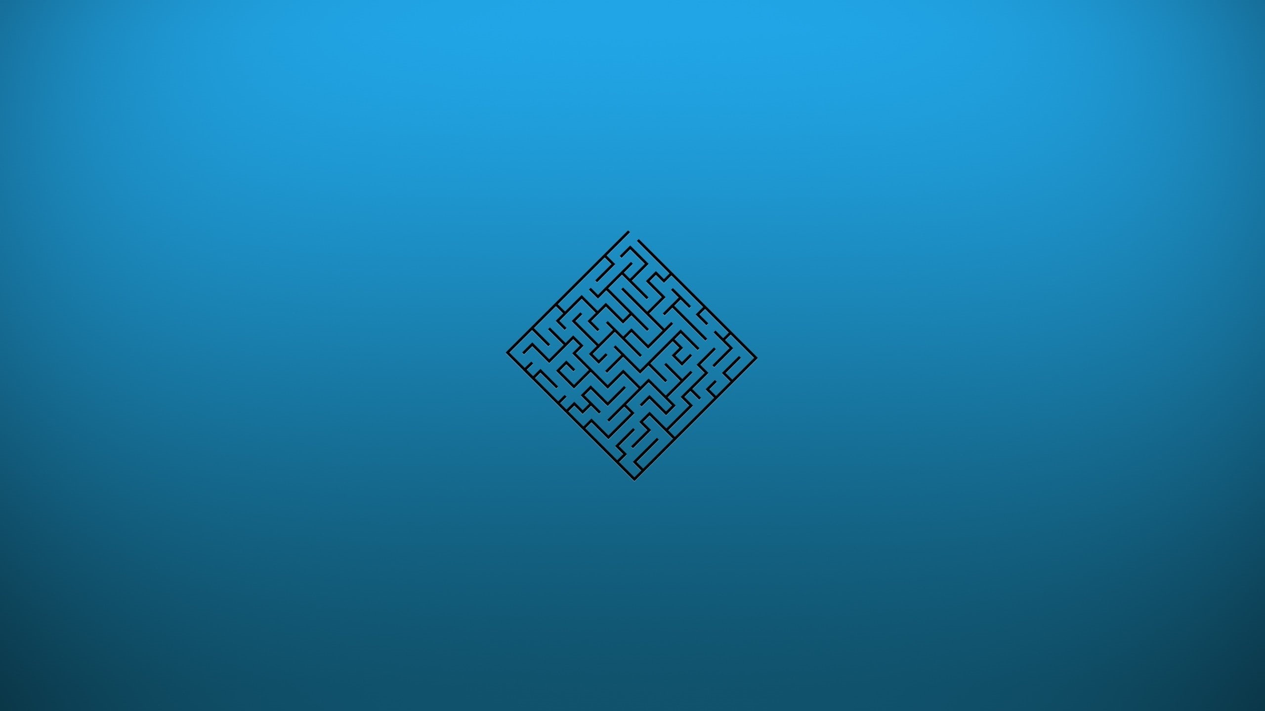 artwork, maze, blue background, 2K, HD Wallpaper
