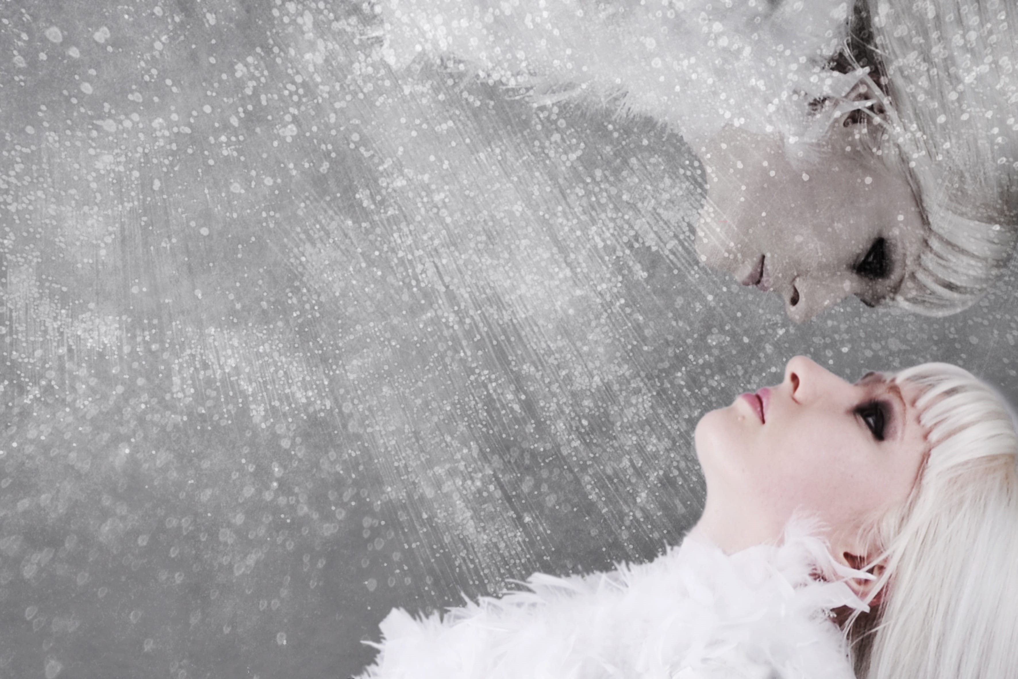 warm clothing, snowflake, beautiful woman, the snow queen, nature, snowing, snow, blizzard, outdoors, fantasy, innocence, young adult, split, cold, lifestyles, HD Wallpaper