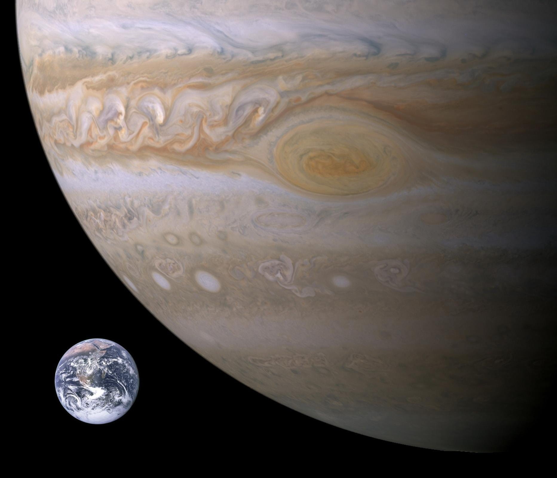 indoors, planet, Size, studio shot, Jupiter, moon, nature, night, astronomy, Planet, Comparison, space travel, close-up, big red stains, water, beauty in nature, HD Wallpaper