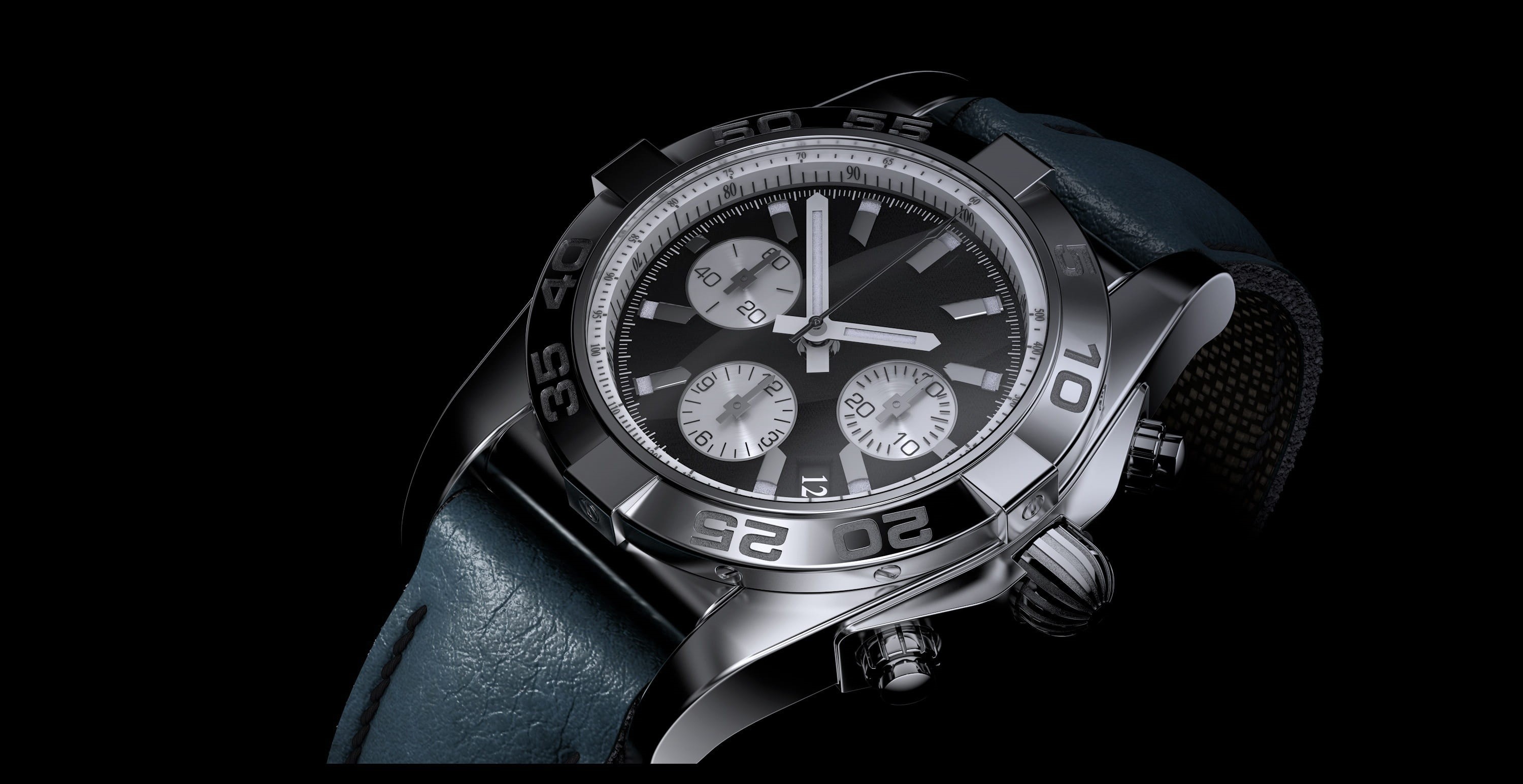 man made object, accuracy, instrument, clock, wrist watch, luxury, background, time, chronograph, leather, copy space, chrome, silver, studio shot, 3d model, HD Wallpaper