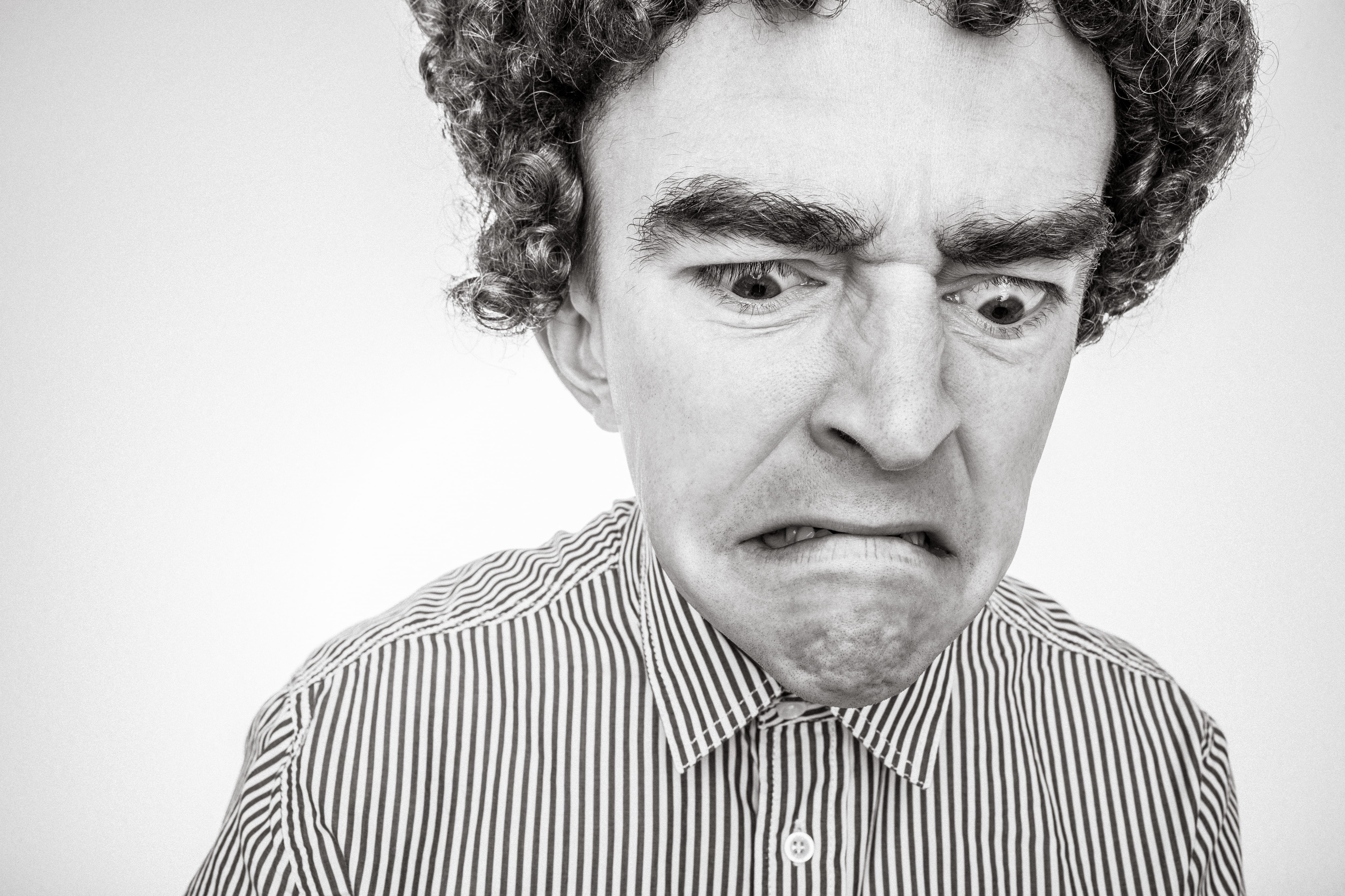 eyes, curly, human face, adult, haired, individuality, silly, collared, grayscale, emotion, studio Shot, concepts And Ideas, retro Styled, stripe, only men, HD Wallpaper