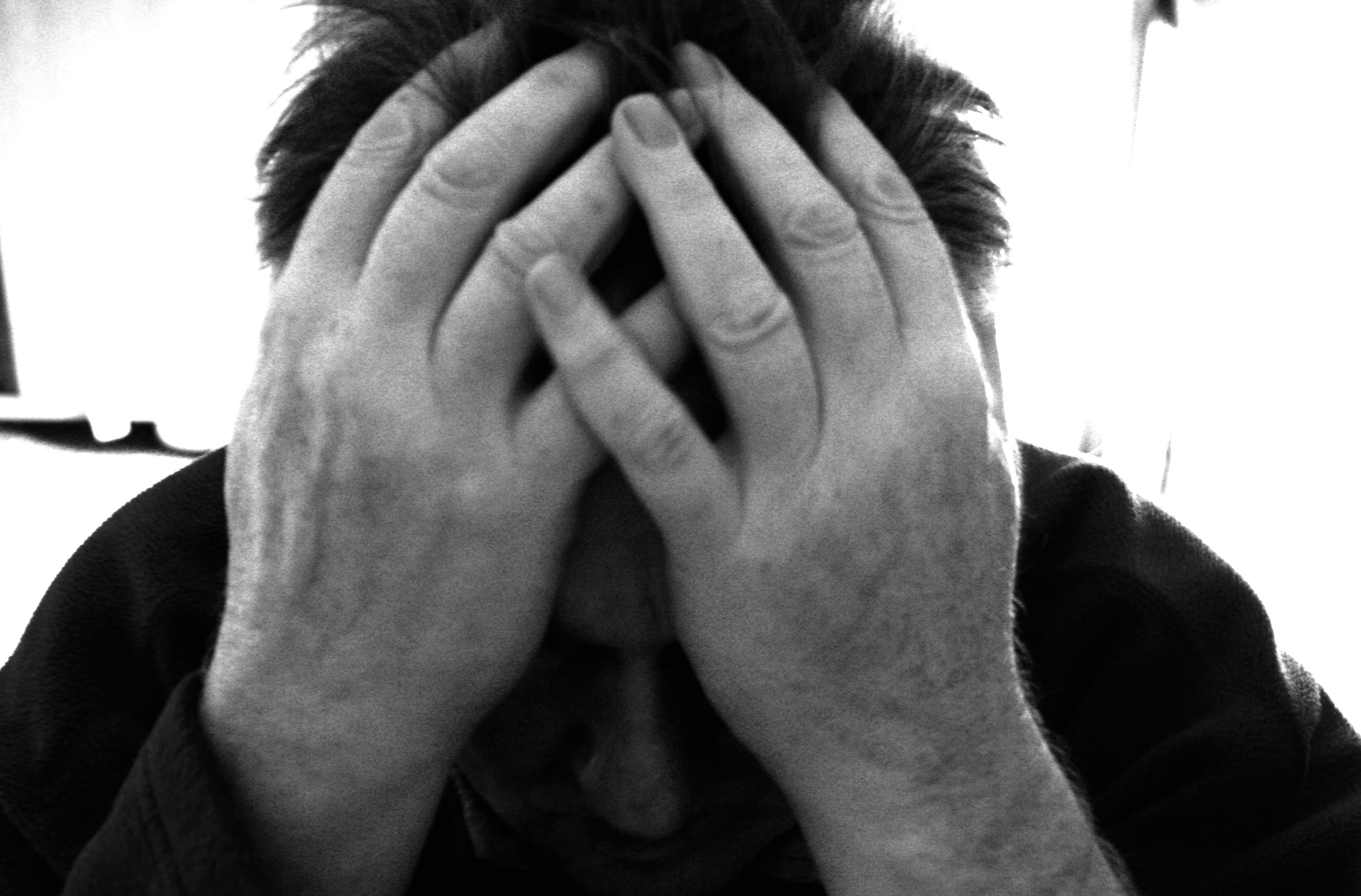 printed, archetypes, young, psychiatric, human, human hand, meditation, men, real people, i, adults only, holding, gray scale, sad, emotions, unconscious, HD Wallpaper