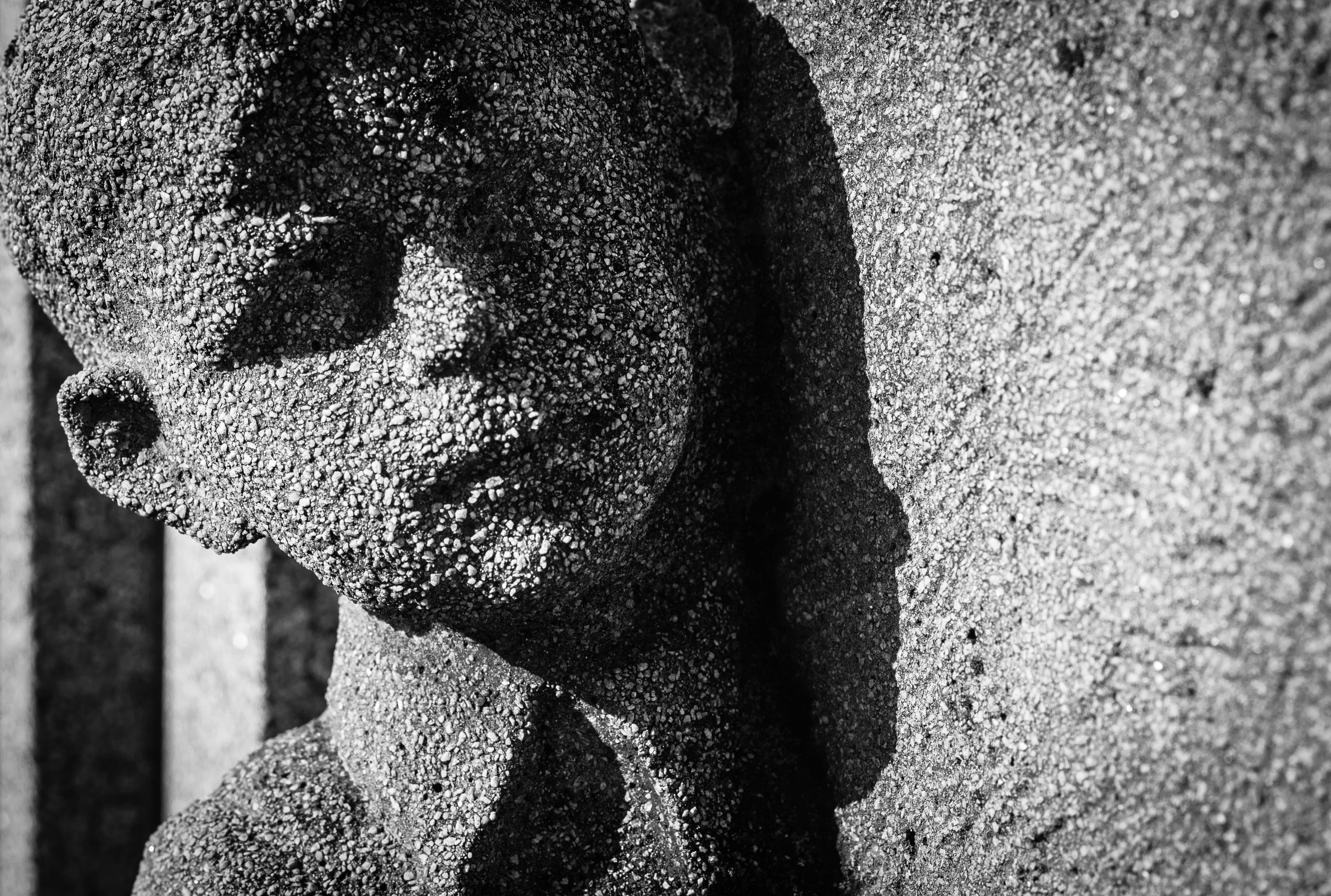 Face, human representation, detail, close-up, lifestyles, beauty, real people, stone, focus on foreground, feel, creativity, city, photography, sunlight, HD Wallpaper