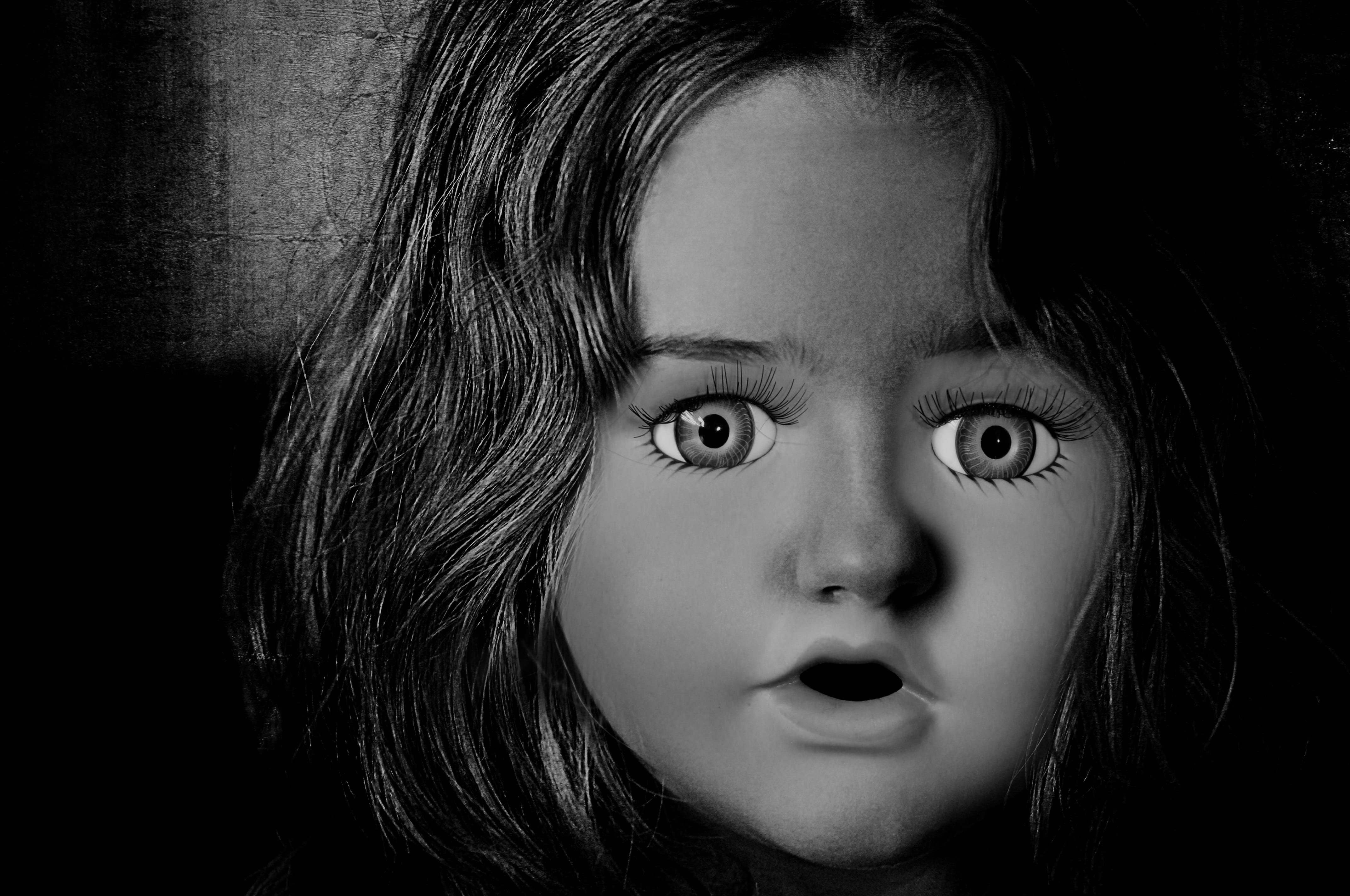 real people, human, shudder, black haired, terror, fear, headshot, stylish, front view, female, blond, beauty, doll, haired, child, close-up, eyes, young women, HD Wallpaper