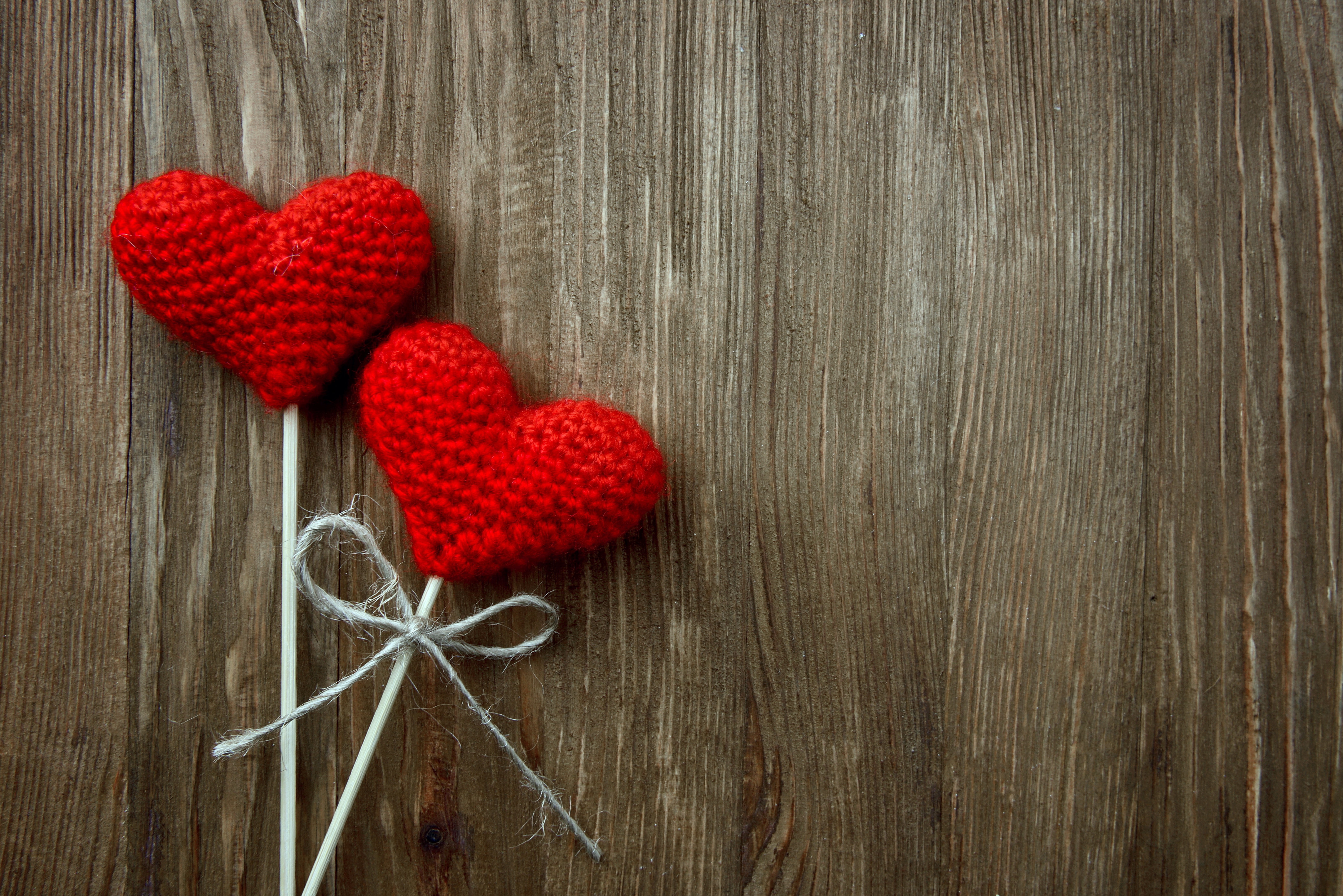 directly above, valentines day - holiday, still life, material, table, 5K, emotion, knit, two, heart shape, close-up, red, romantic, love, no people, decors, HD Wallpaper