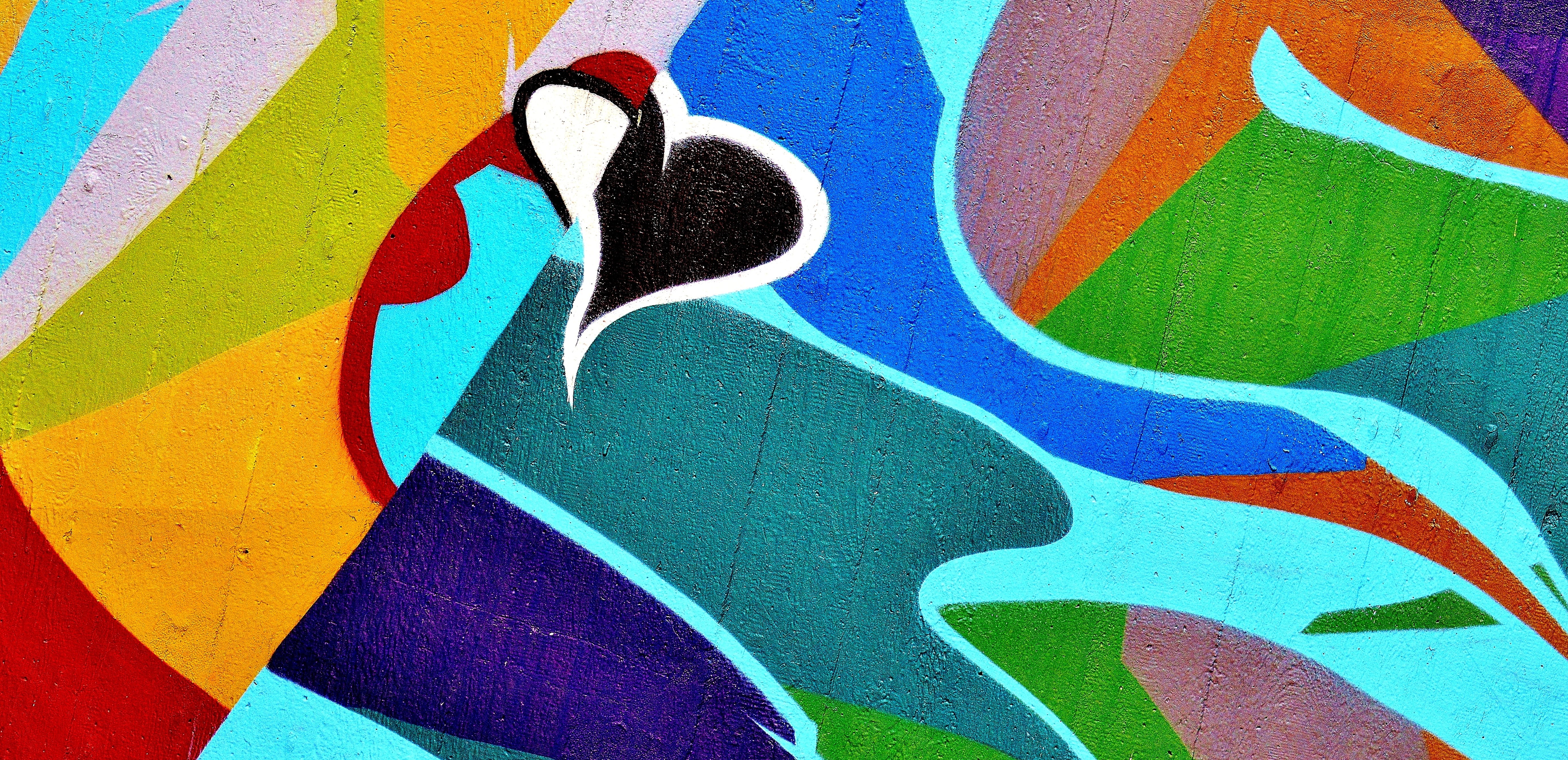 art, paint, 5K, brown, backgrounds, art and craft, mural, colorful, street art, teal, creativity, saturated color, abstract, no people, vibrant Color, HD Wallpaper