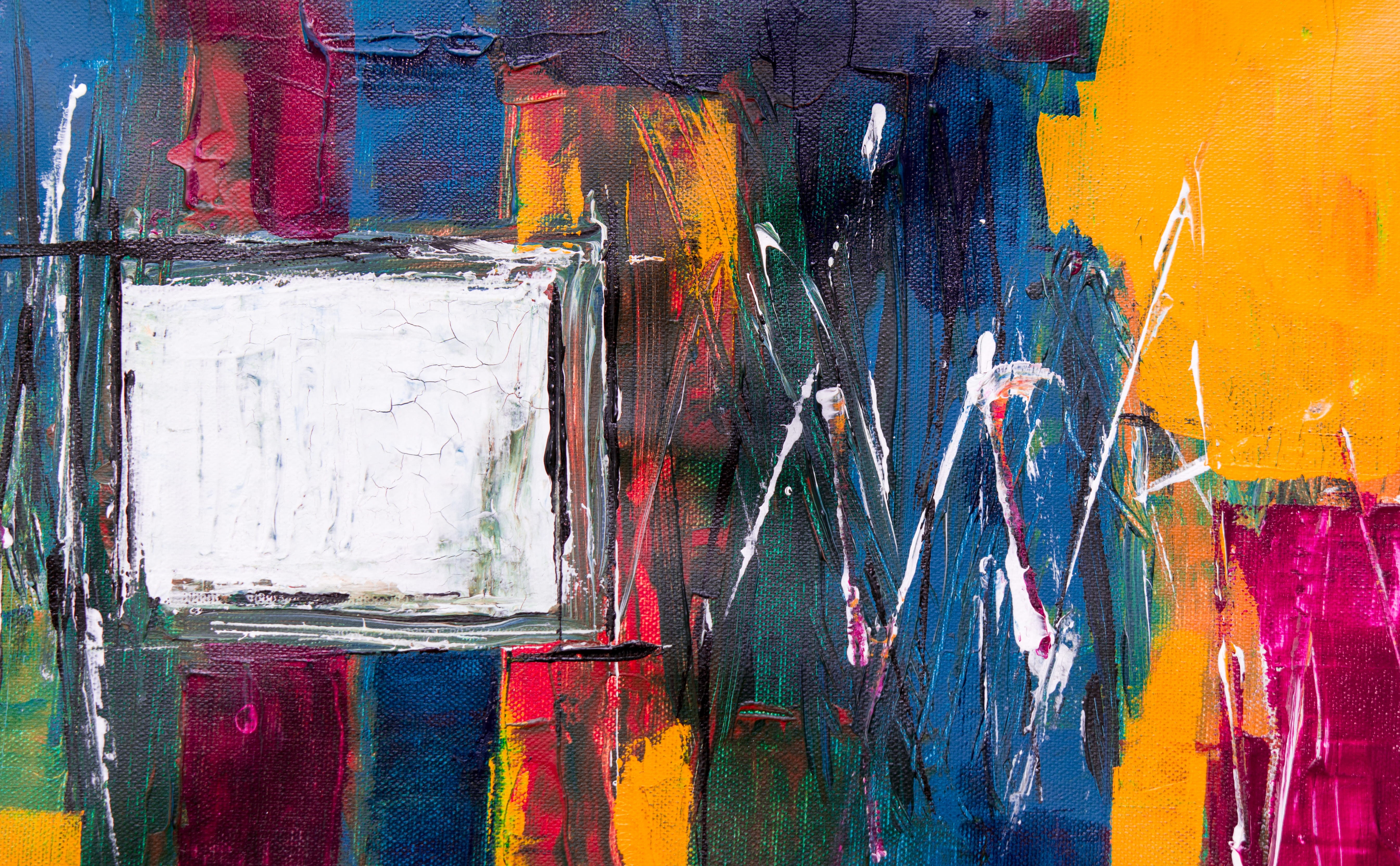 modern art, texture, expressionism, choice, vibrant color, full frame, multi colored, blue, contemporary art, graffiti, variation, backgrounds, art and craft equipment, HD Wallpaper