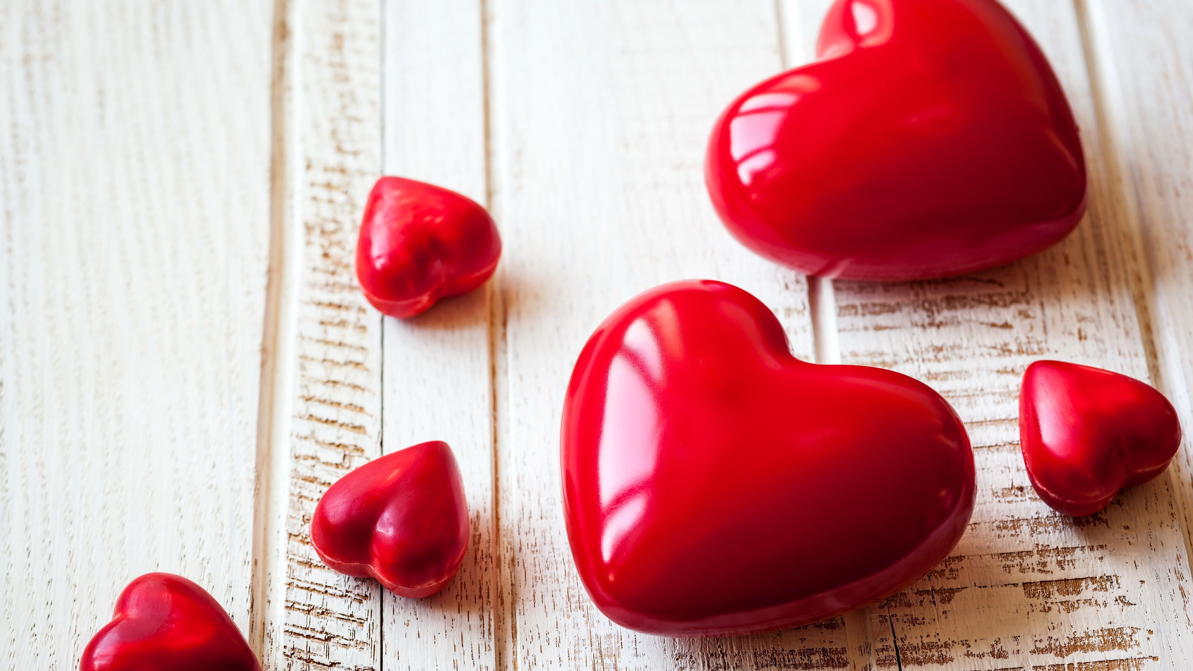 Red, heart, Board, Wooden, decors, five, Love, Hearts, 4K, ceramic, HD Wallpaper