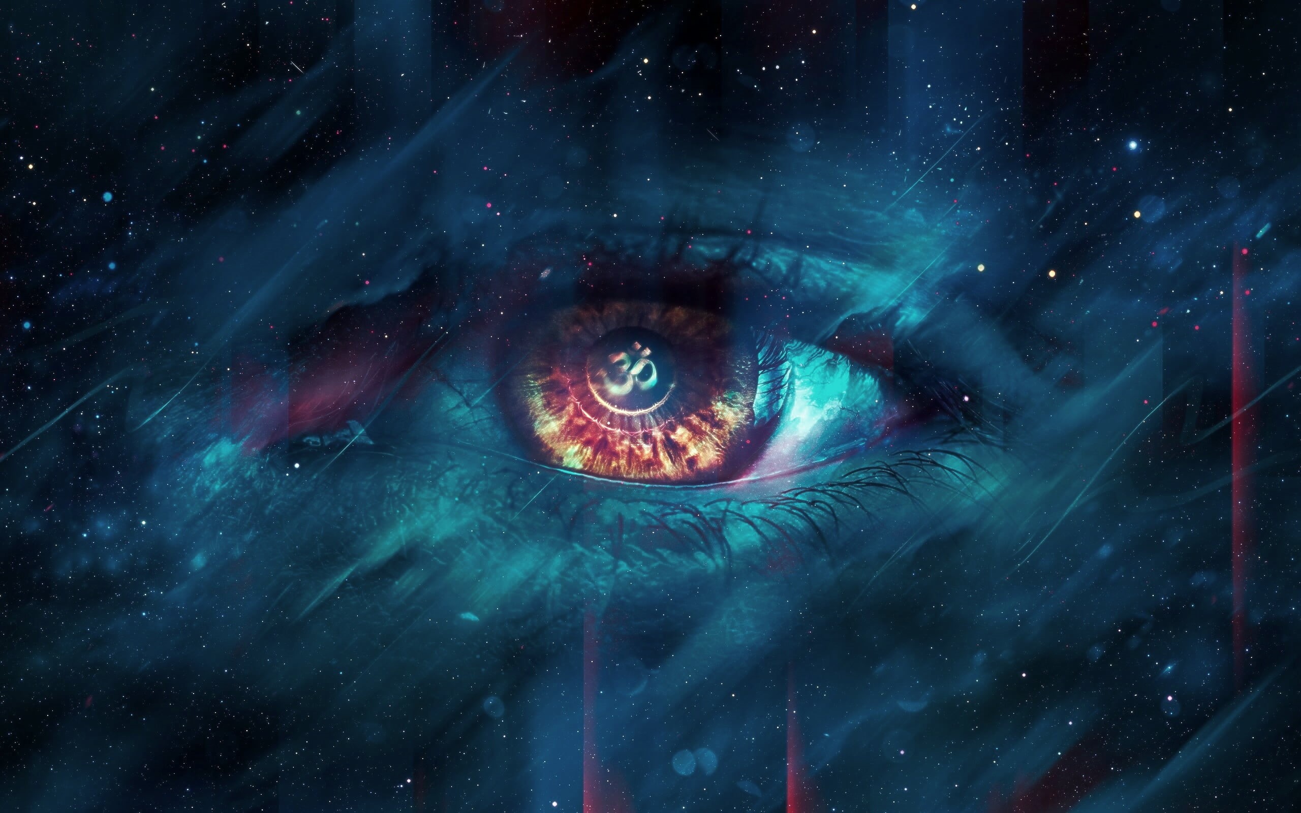 2K, astronomy, human face, illuminated, blue eyes, eyeball, eyes, psychedelic, closeup, human body part, space, people, night, photo, close-up, s, human eye, HD Wallpaper