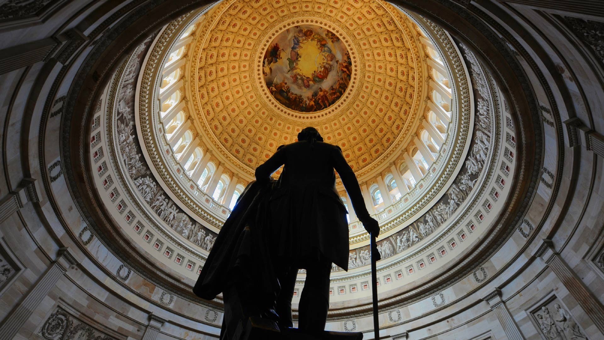 George Washington, low angle view, people, travel, sculpture, art and craft, USA, travel destinations, ornate, real people, indoors, artwork, statue, government, HD Wallpaper