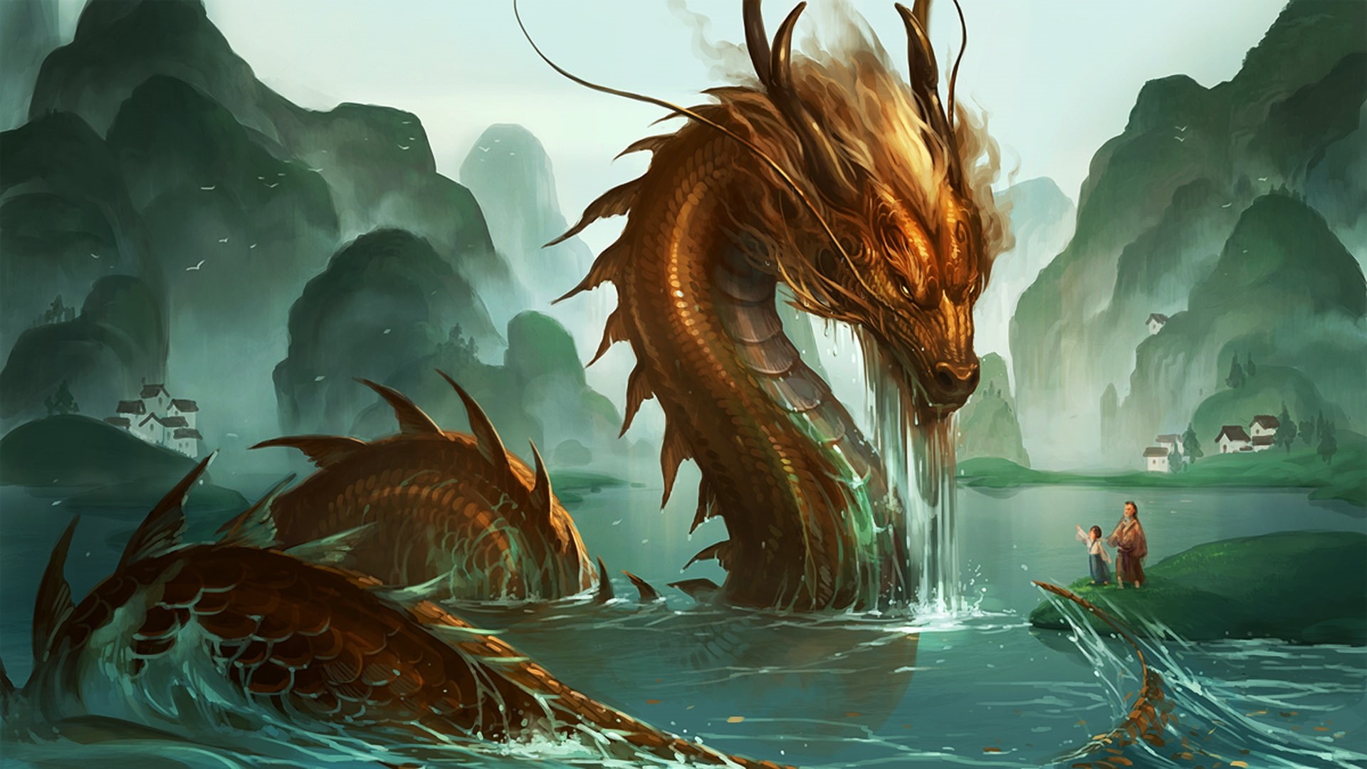 digital art, 1080P, dragon, chinese dragon, HD Wallpaper
