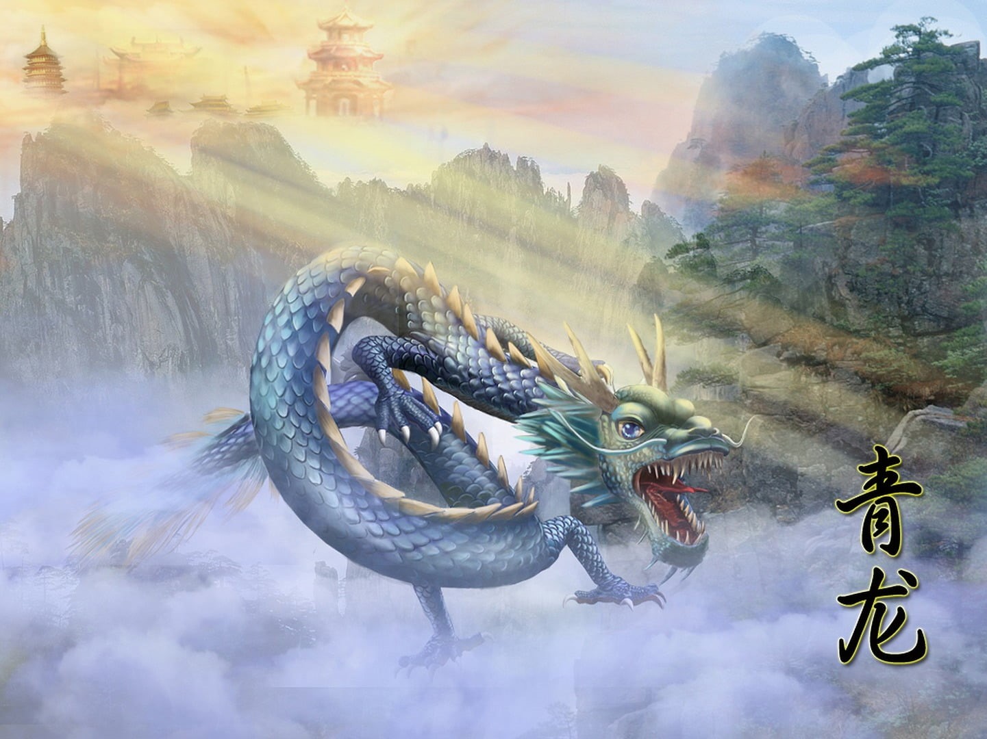animal, water, no people, animal representation, fantasy art, representation, animal themes, 720P, chinese dragon, artwork, cloud - sky, day, sky, one animal, HD Wallpaper