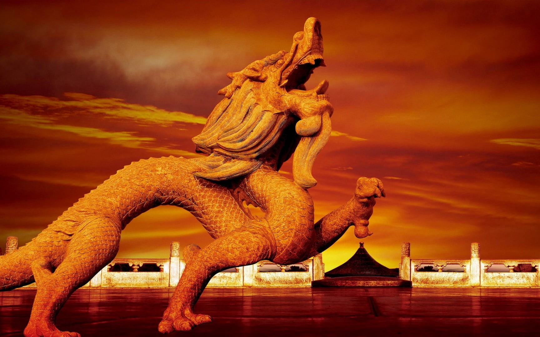 craft, sculpture, art and craft, built structure, dragon, statue, 720P, architecture, nature, water, low angle view, representation, human representation, HD Wallpaper