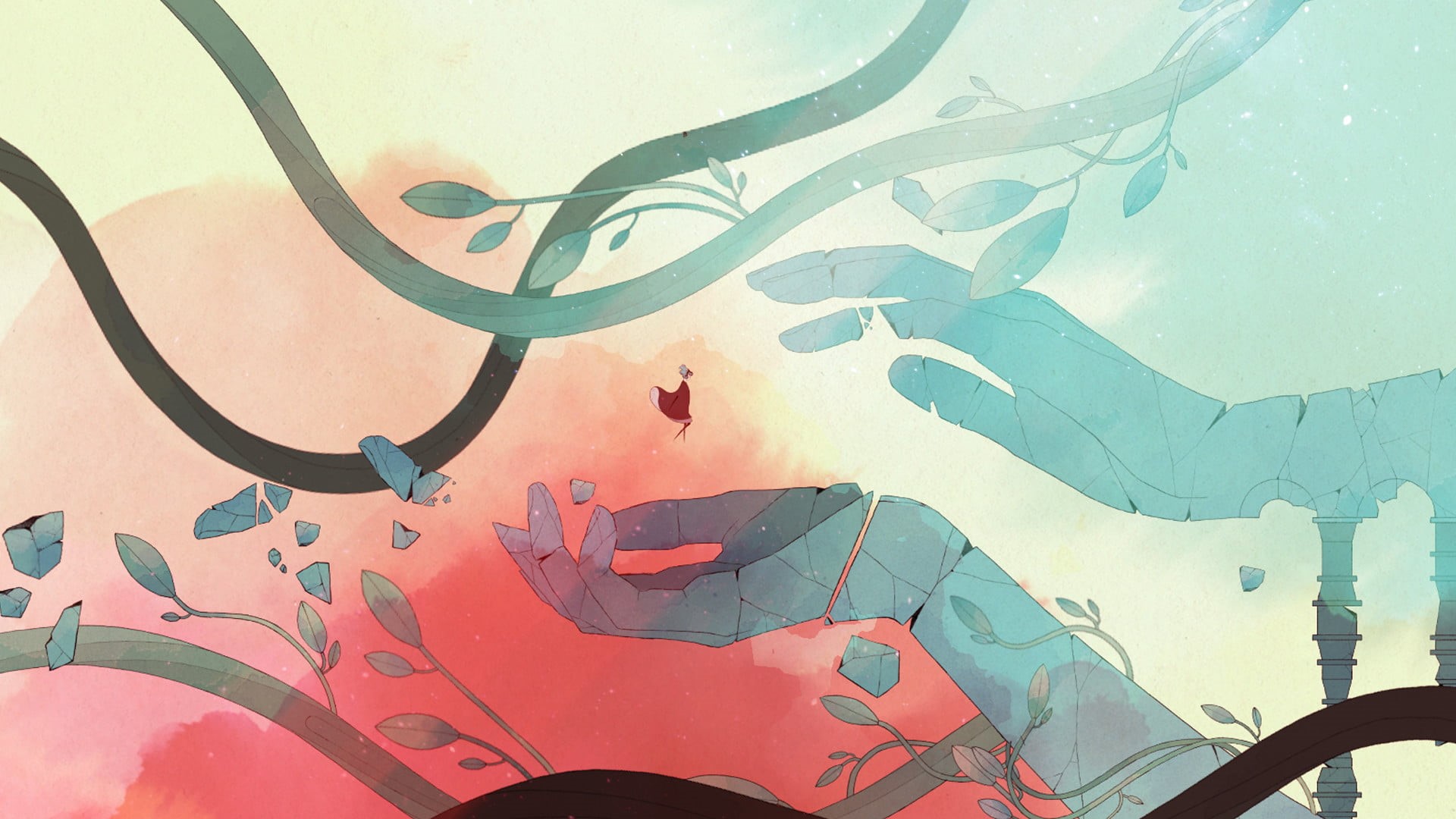 games art, 1080P, watercolor, Gris (Video Game), video games, HD Wallpaper