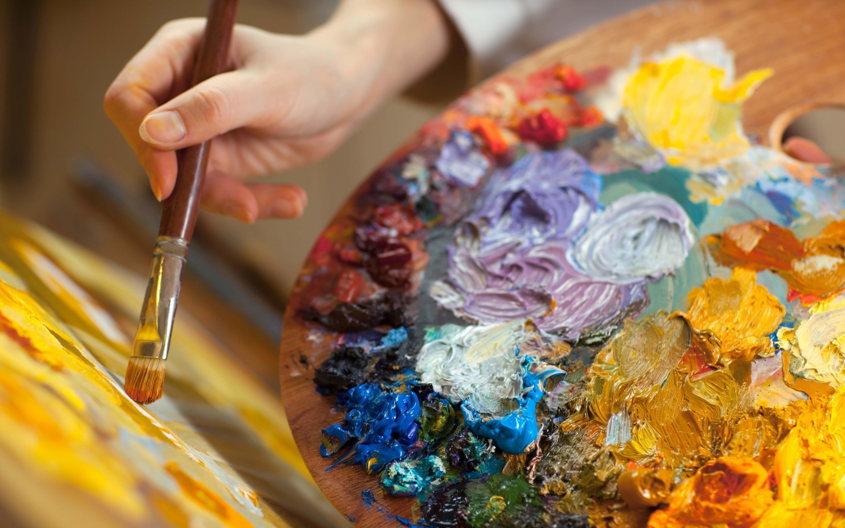 art, color, painting, paintbrush, palette, paint, 2K, HD Wallpaper