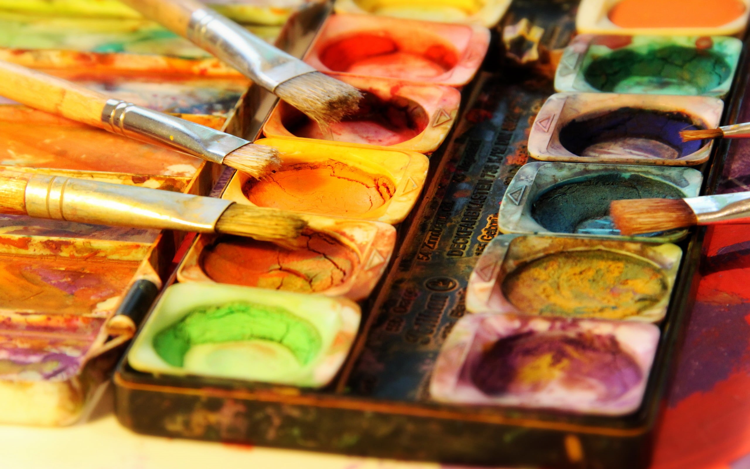 craft, art and craft equipment, creativity, large group of objects, indoors, palette, container, art and craft, choice, color, no people, brush, macro, HD Wallpaper