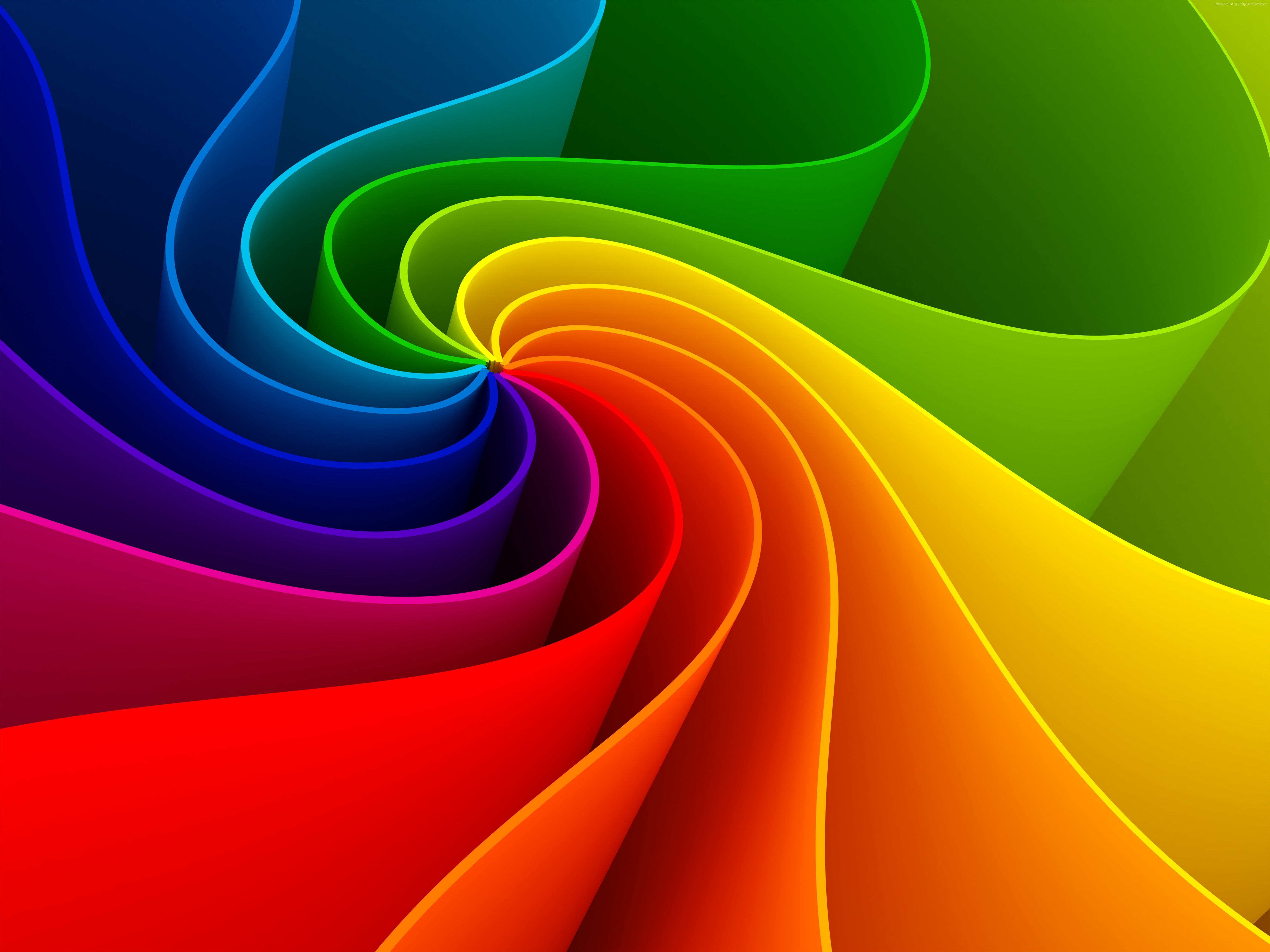 blue, in a row, multi colored, spectrum, 5K, yellow, flowing, pattern, curve, full frame, green color, contrasts, bright, no people, color swatch, backgrounds, HD Wallpaper