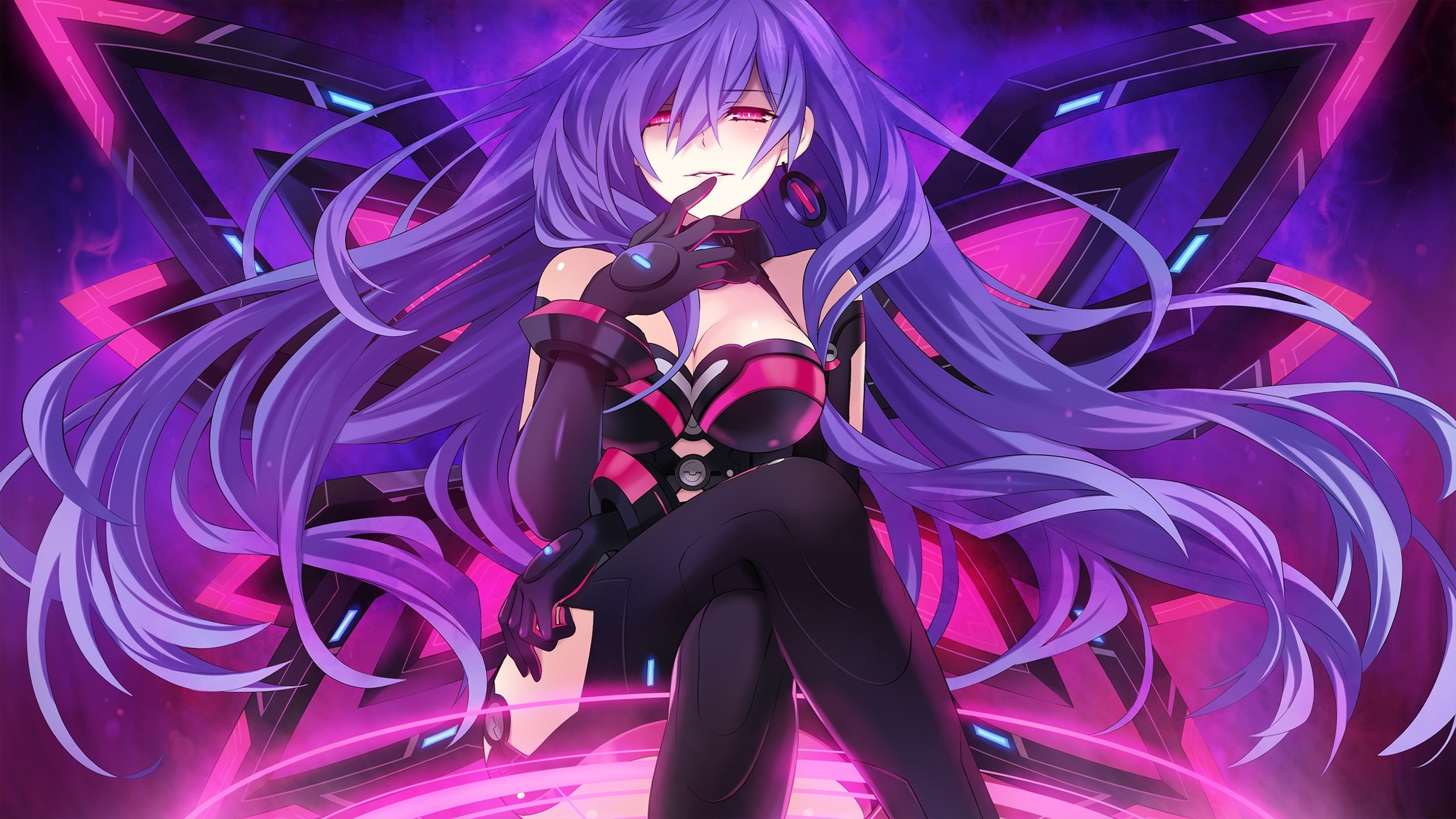 beautiful woman, real people, adult, young adult, dyed hair, women, purple, Tsunako, indoors, Hyperdimension Neptunia, Iris Heart, purple hair, young women, HD Wallpaper