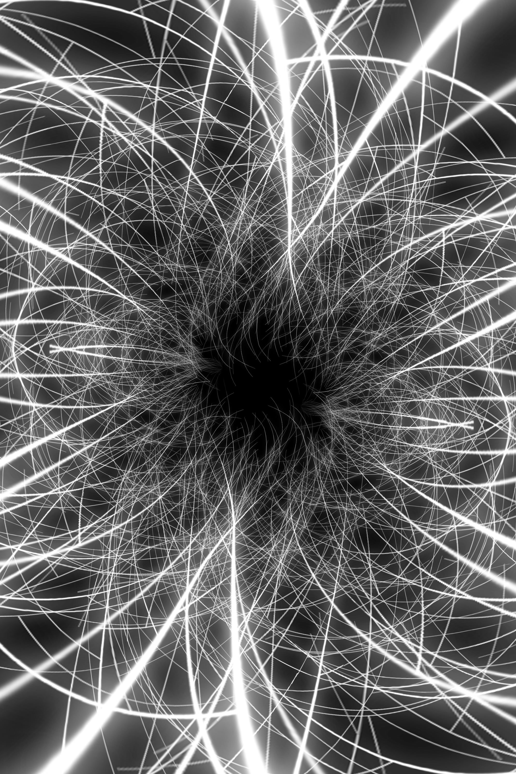 illuminated, bw, indoors, long exposure, lines, full frame, pattern, blurred motion, abstract, plexus, close-up, motion, no people, technology, shape, glow, Phone HD Wallpaper