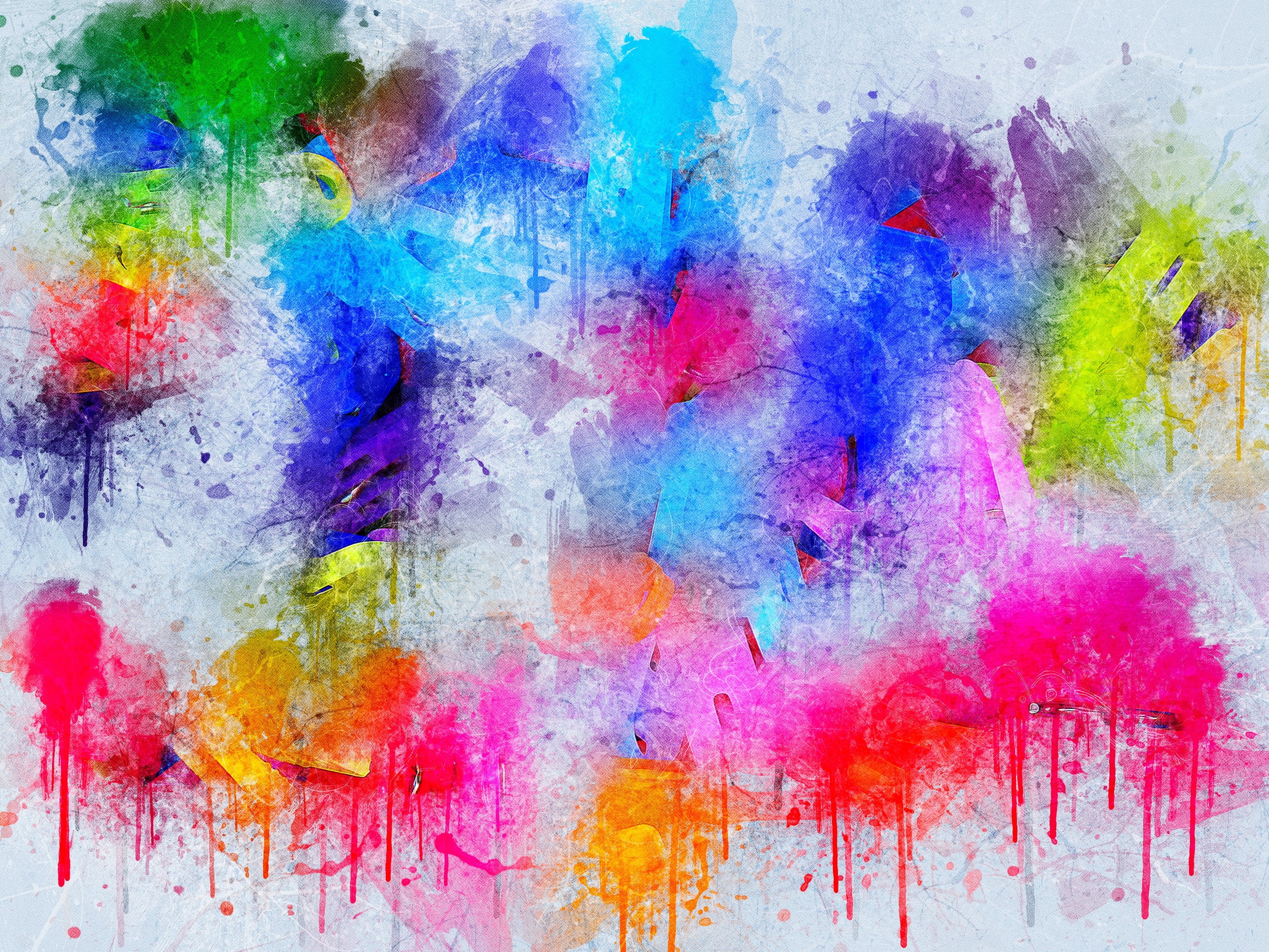 backdrop, dirty, spots, paintings, pattern, stained, ink, indoors, grungy, yellow, splattered, creativity, no people, digital, multicolored, vitality, vibrant Color, HD Wallpaper