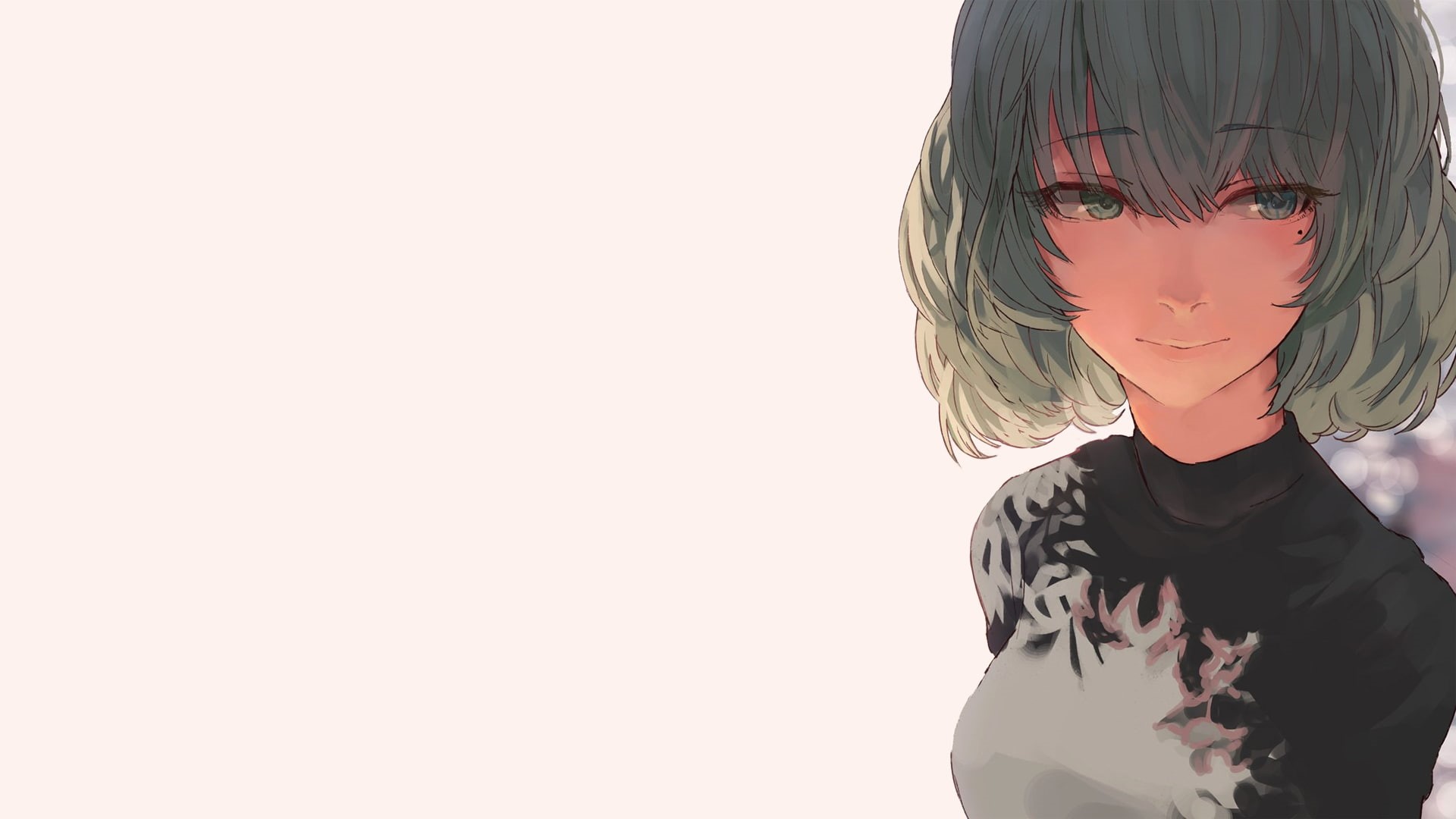 beauty spot, minimalism, anime girls, simple background, anime, short hair, manga, 1080P, HD Wallpaper