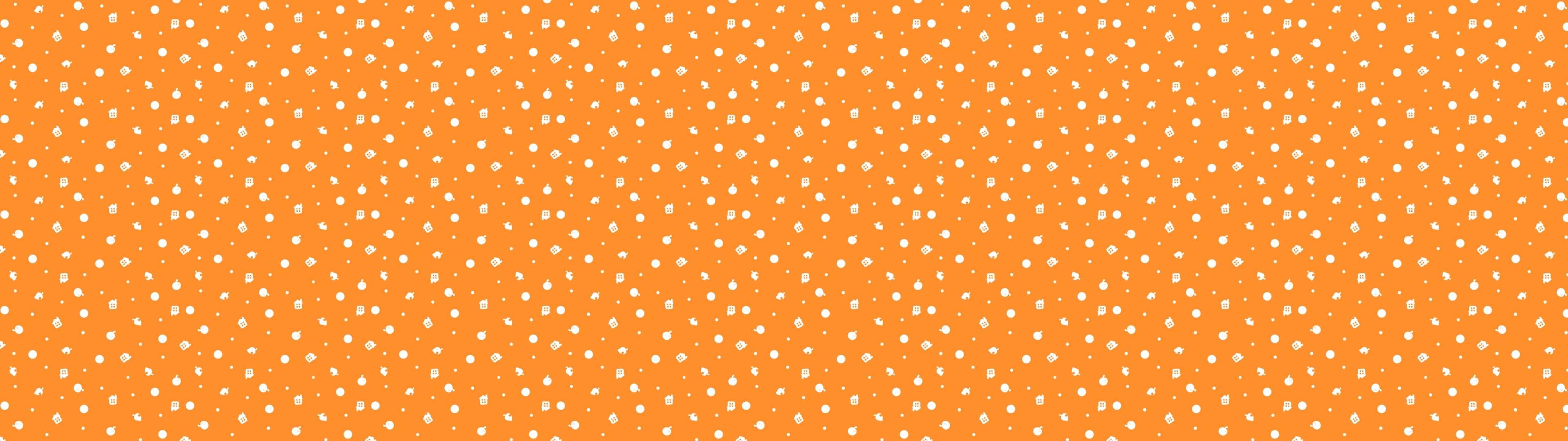 Animal Crossing New Leaf, pattern, decoration, orange color, white, dot, logo, circle, copy space, orange background, minimalism, red, dual monitors, HD Wallpaper
