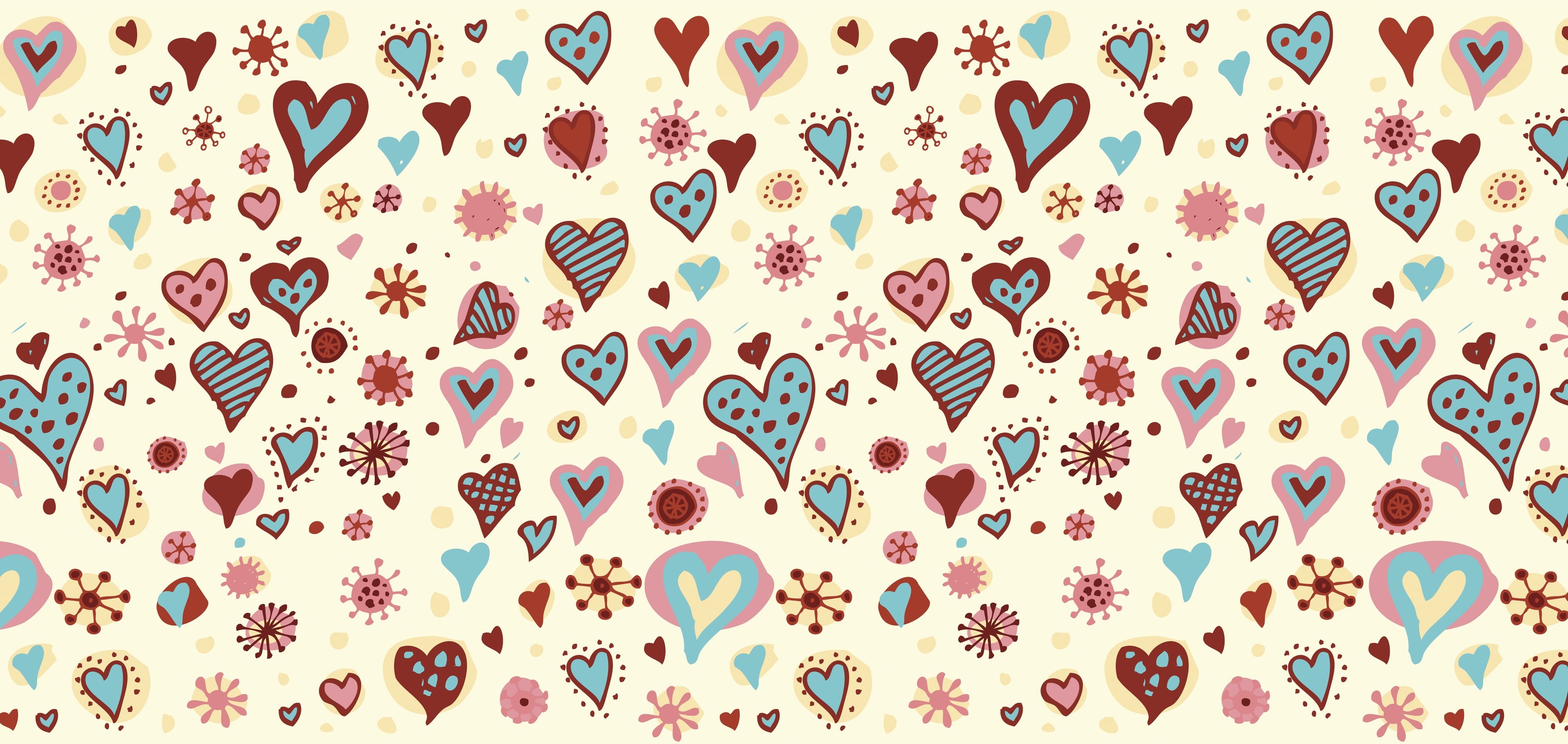 shape, backgrounds, vector, multi Colored, indoors, heart, floral pattern, full frame, celebration, still life, day, art and craft, computer Graphic, seamless, HD Wallpaper